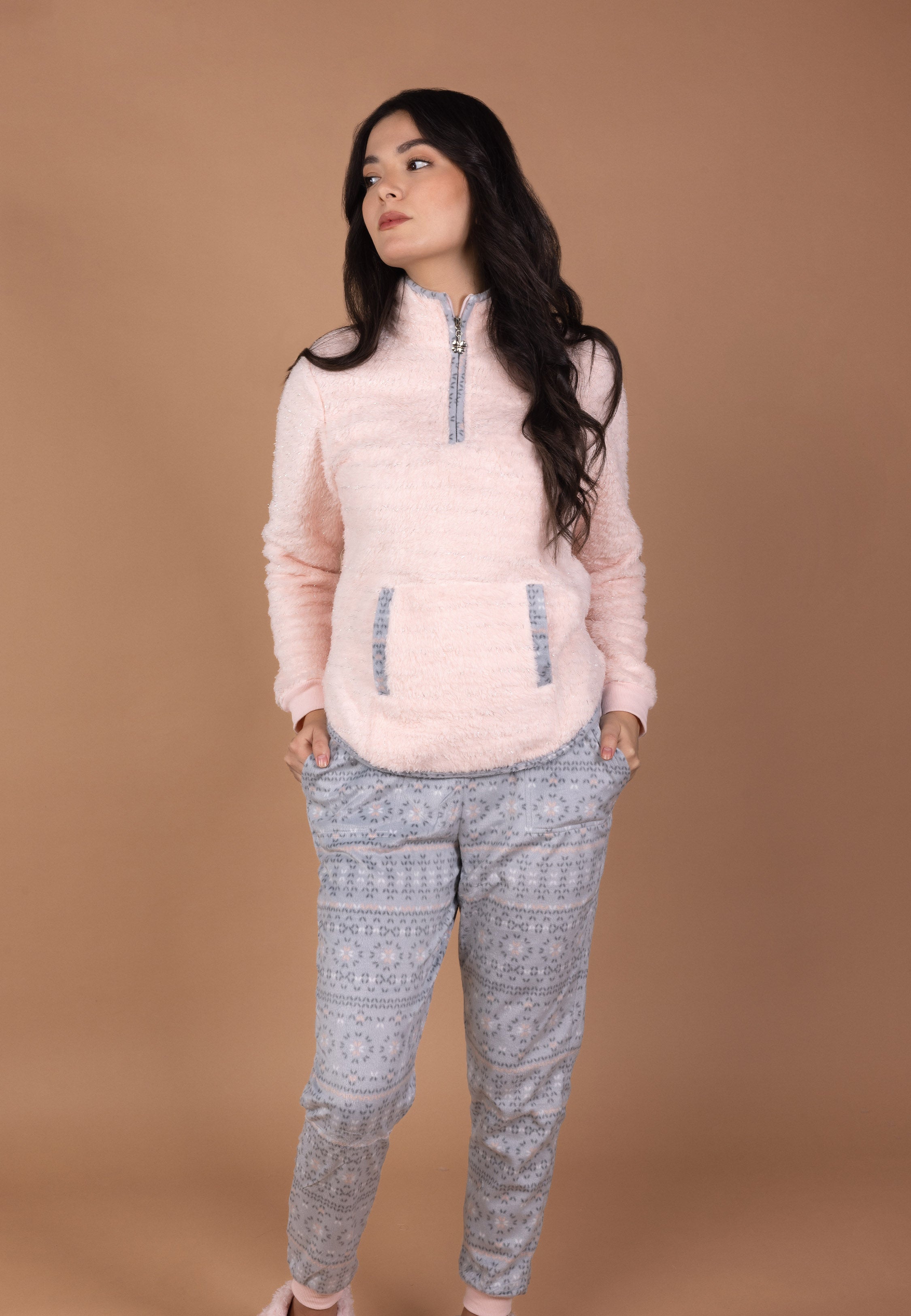 Ensemble Pyjama Saumon Zippé | Collection La Vie en Rose