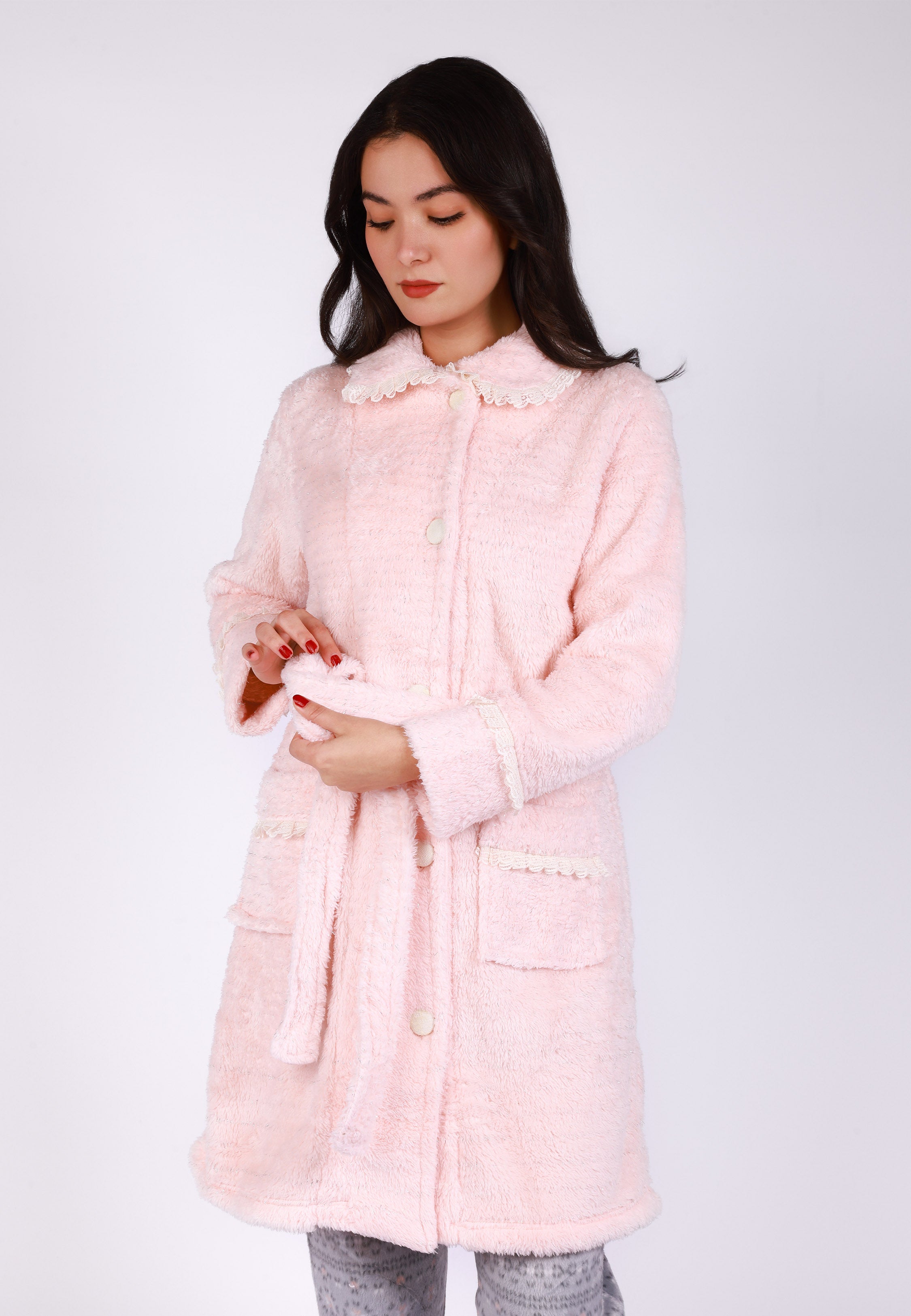 Peignoir Rose à Col Claudine | Collection La Vie en Rose