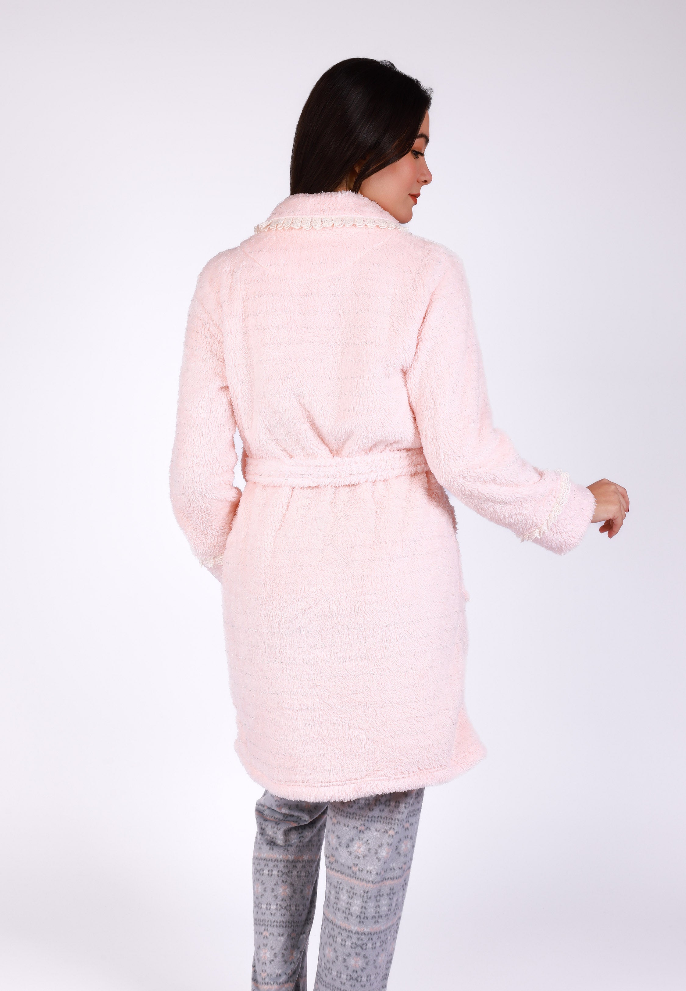 Peignoir Rose à Col Claudine | Collection La Vie en Rose