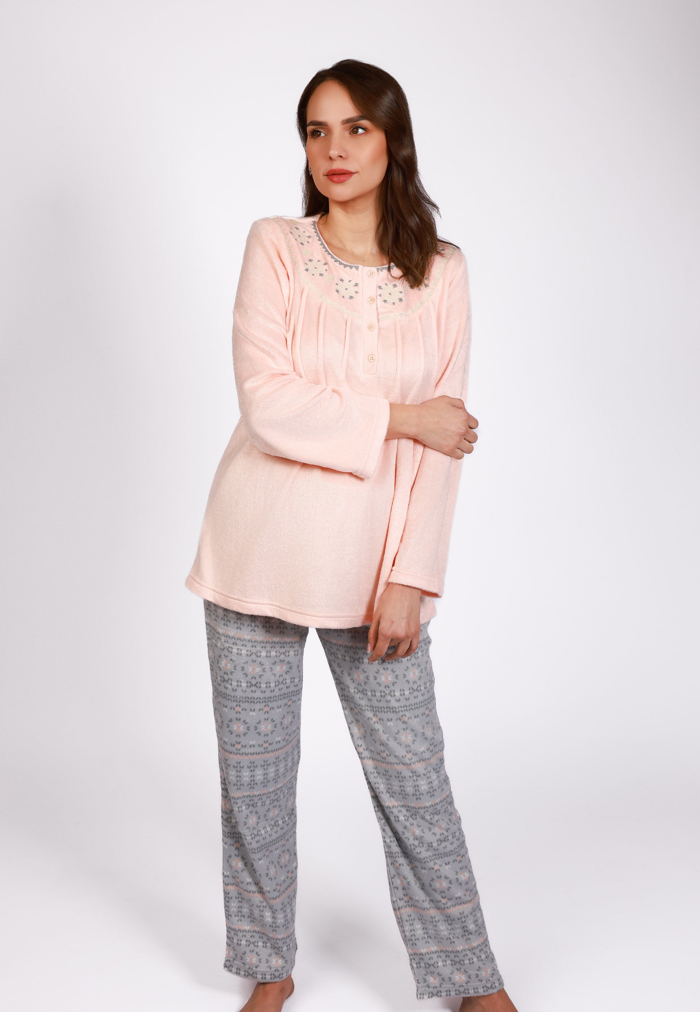 Ensemble Pyjama Saumon à Broderie | Collection La Vie en Rose