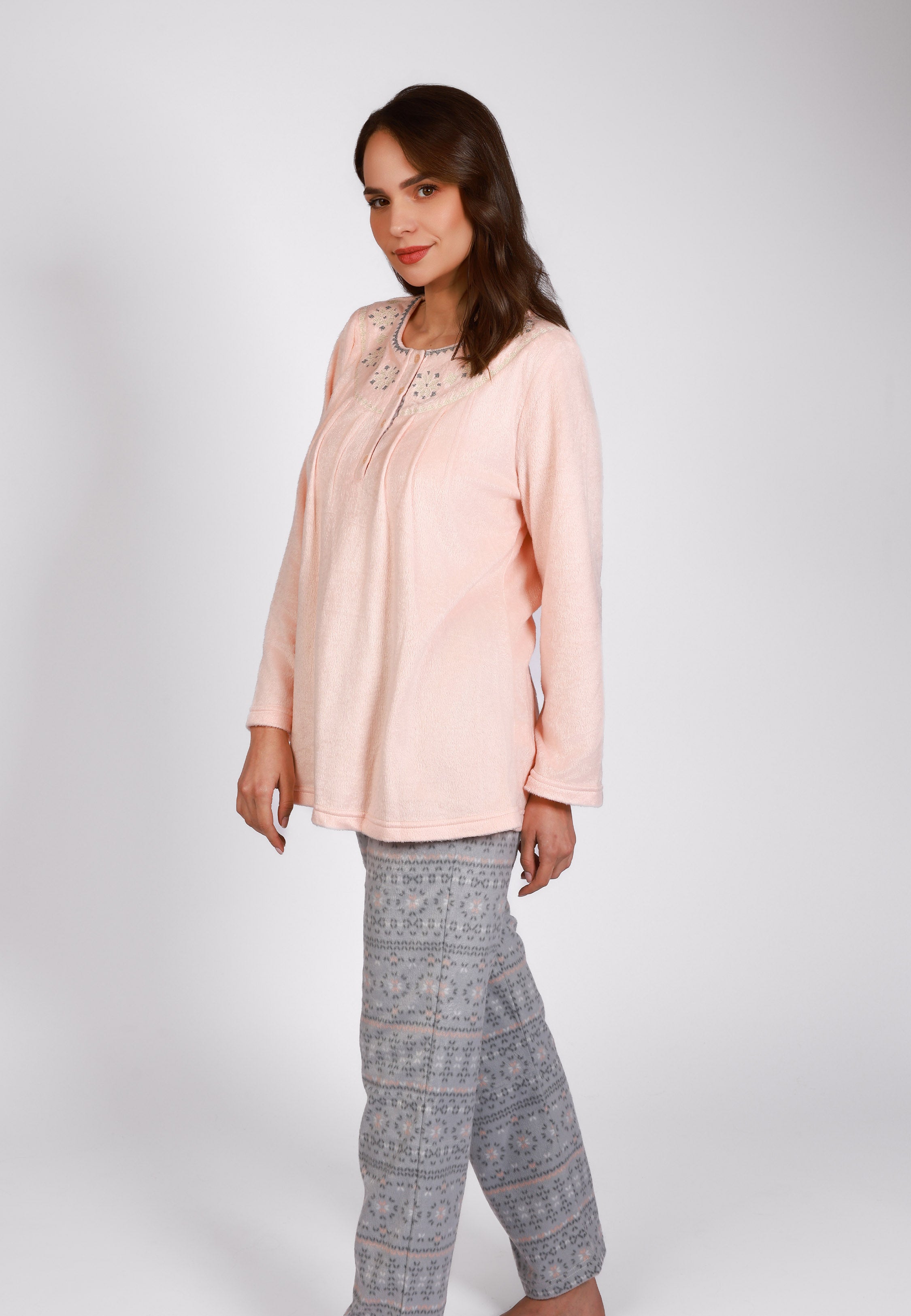 Ensemble Pyjama Saumon à Broderie | Collection La Vie en Rose