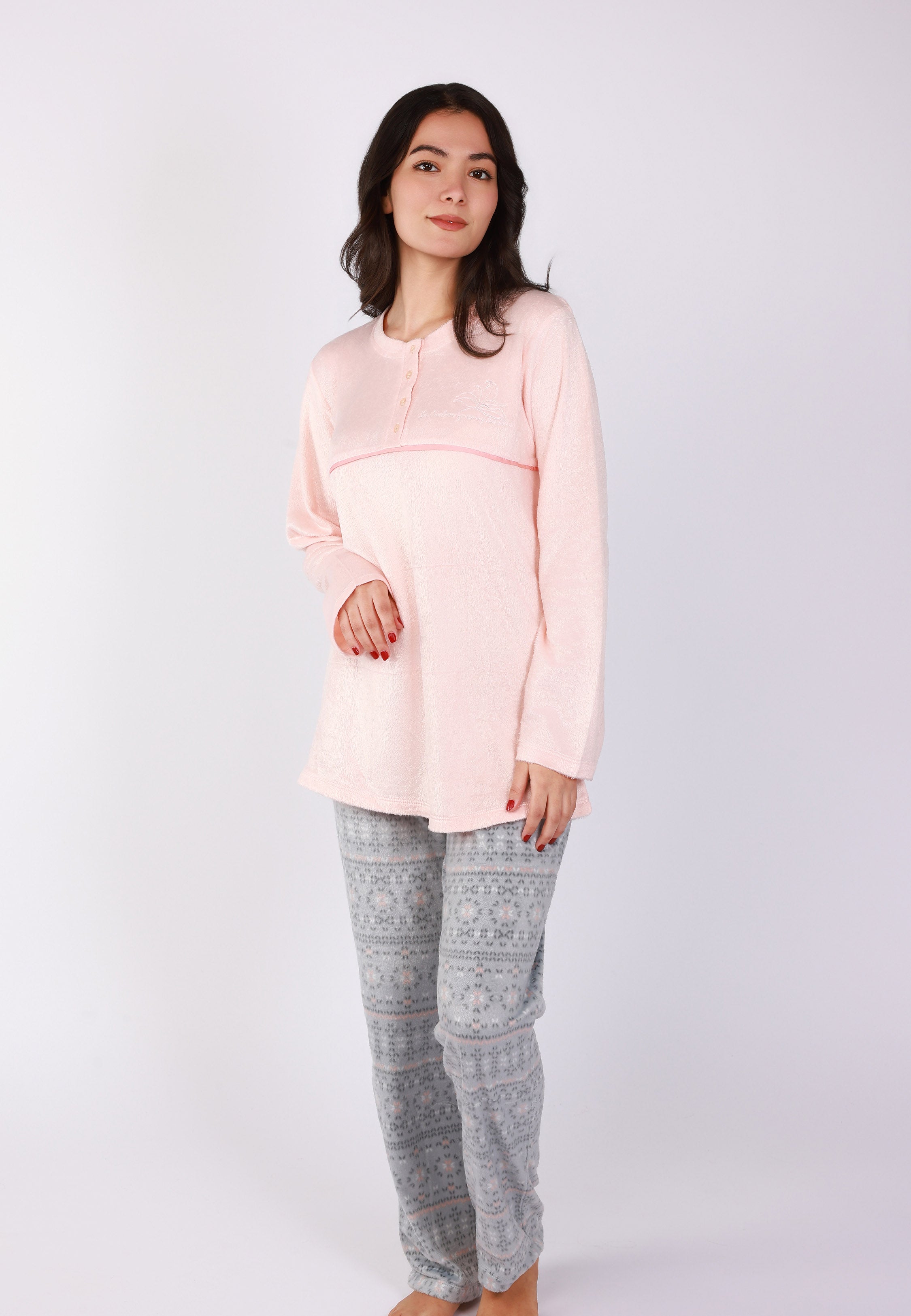 Ensemble Pyjama Saumon Boutonné | Collection La Vie en Rose