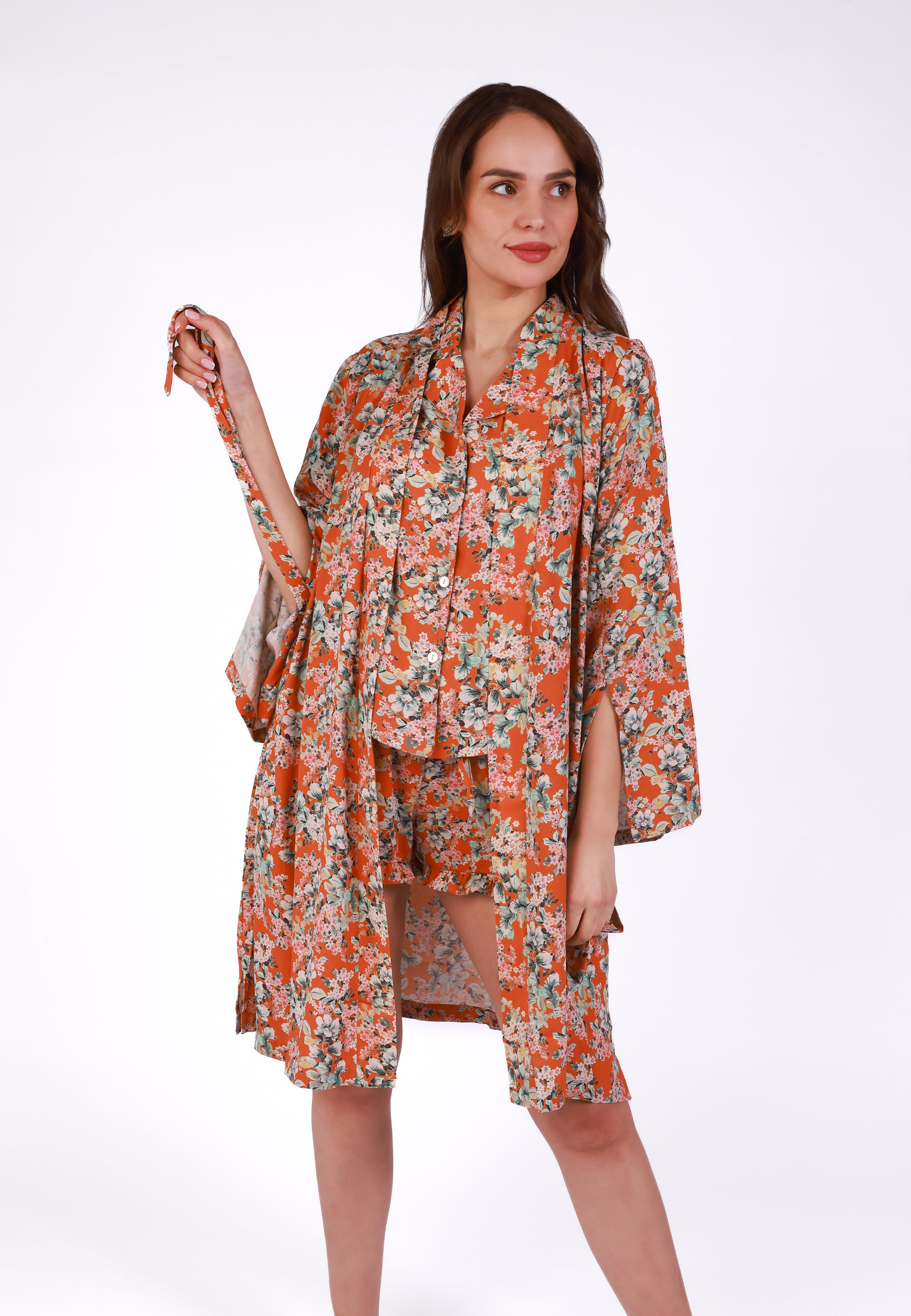 Kimono imprimé fleuri | Collection Flame Orange