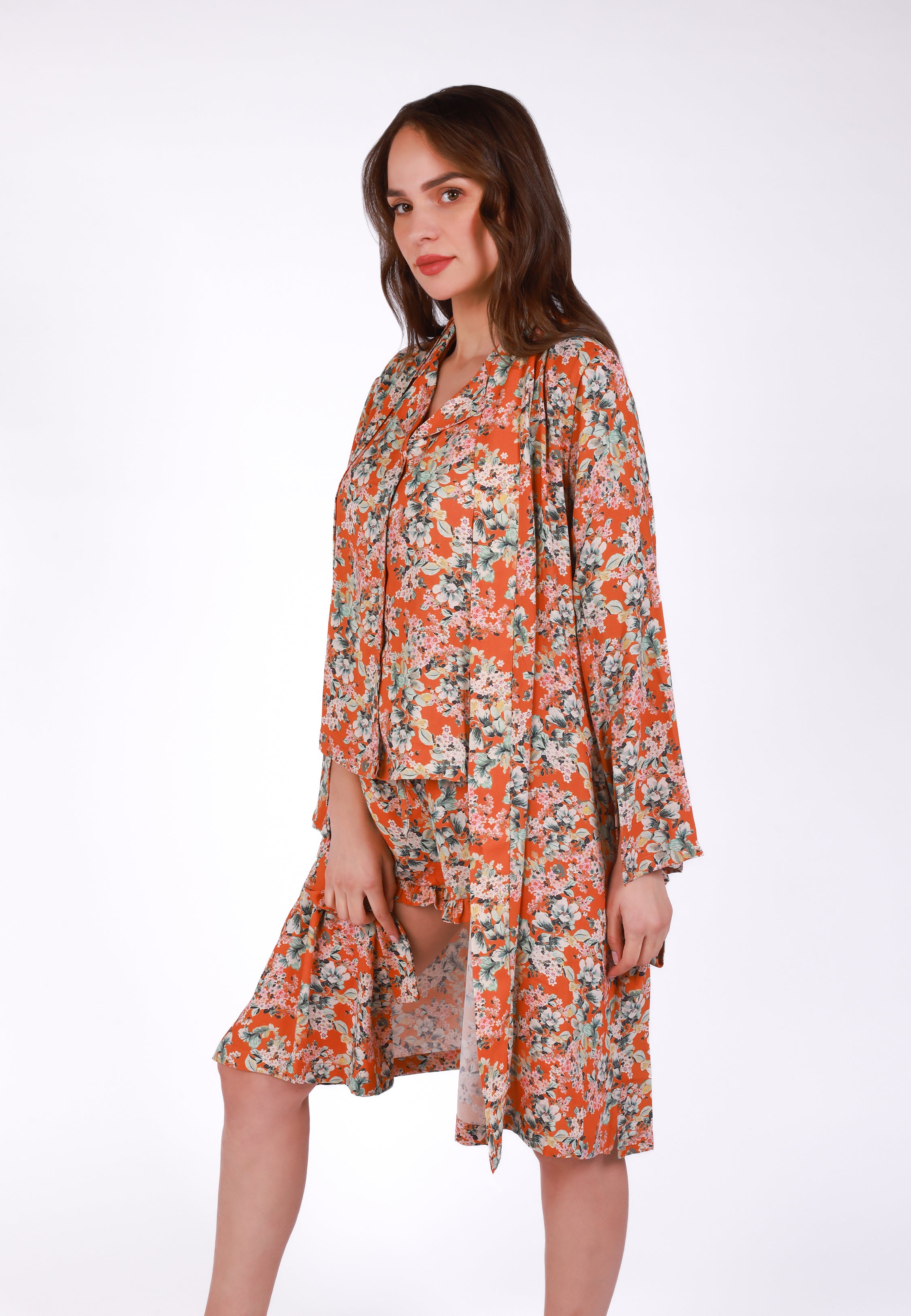 Kimono imprimé fleuri | Collection Flame Orange