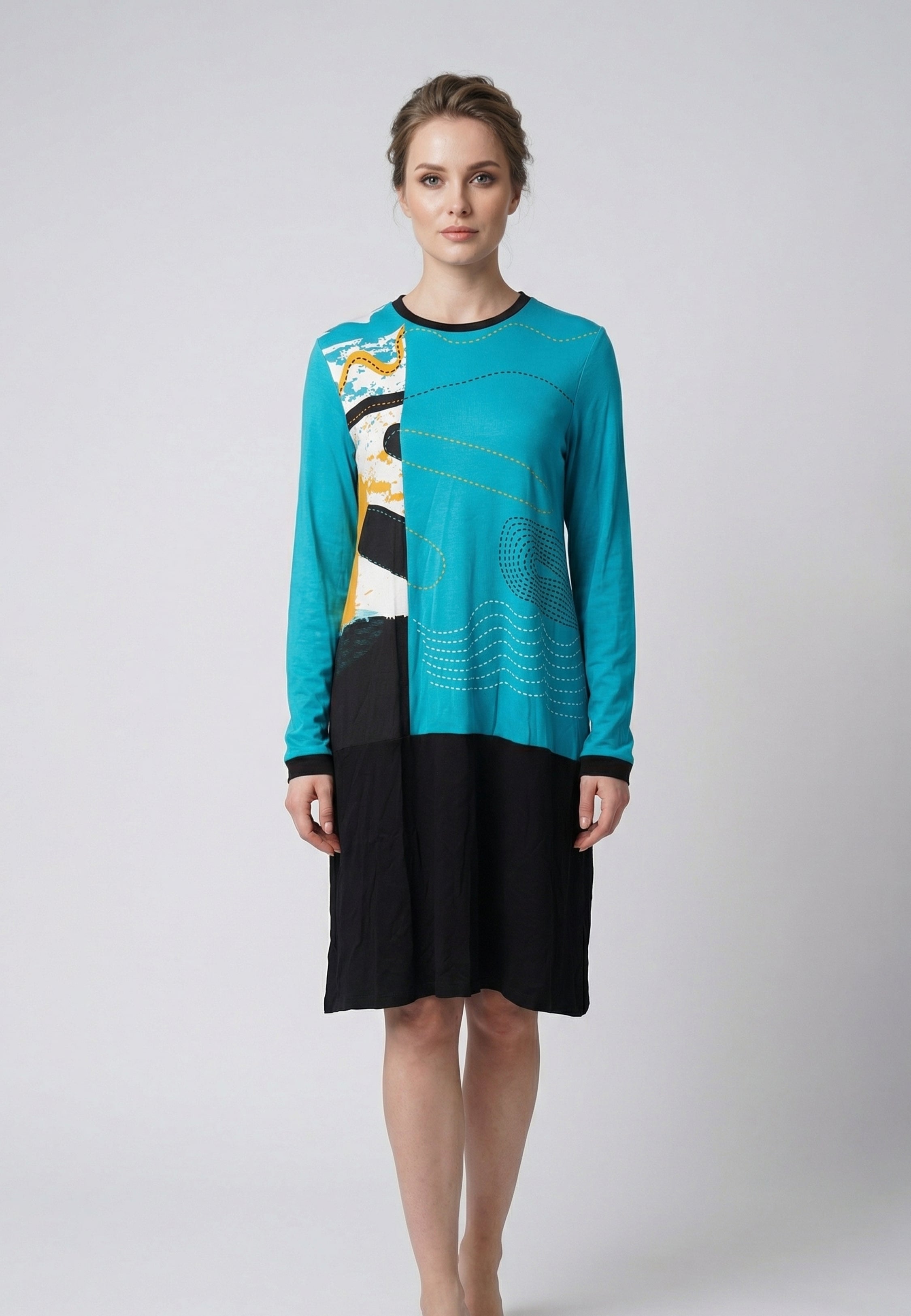 Pyjama Robe Bicolore Bleu Noir