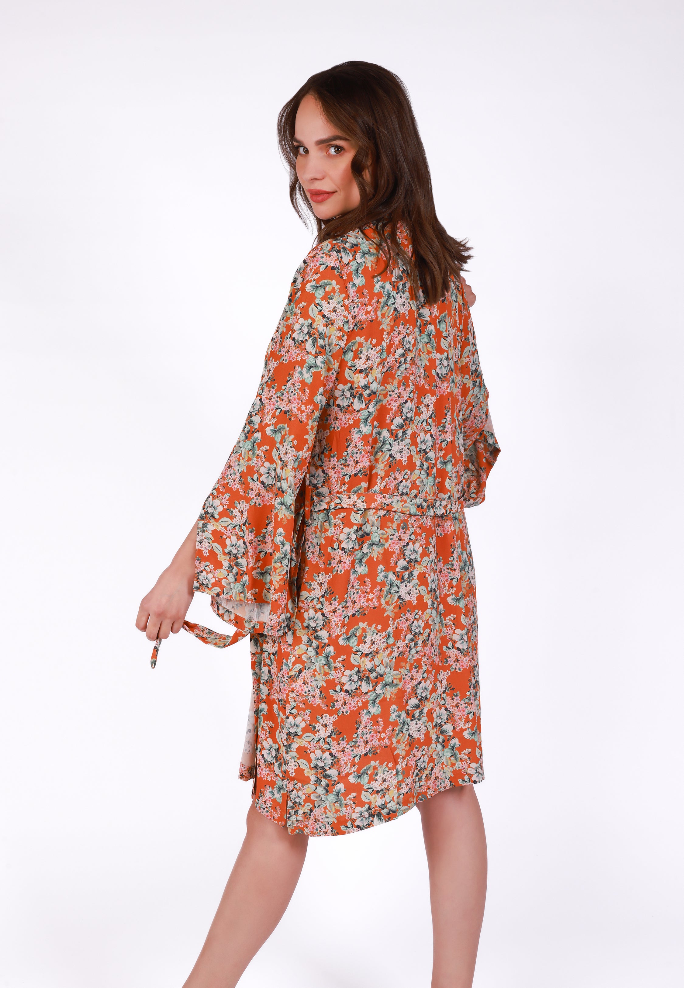 Kimono imprimé fleuri | Collection Flame Orange