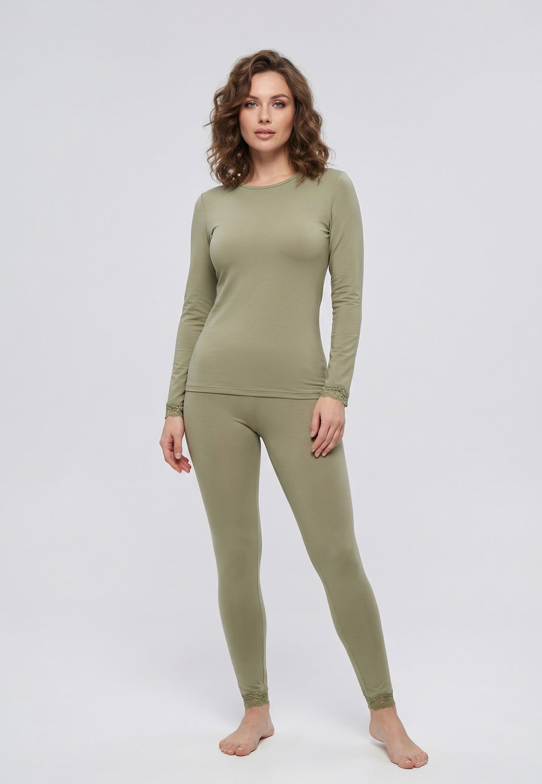Ensemble Sous-Vêtements Femme en Coton – Haut Manches Longues & Legging