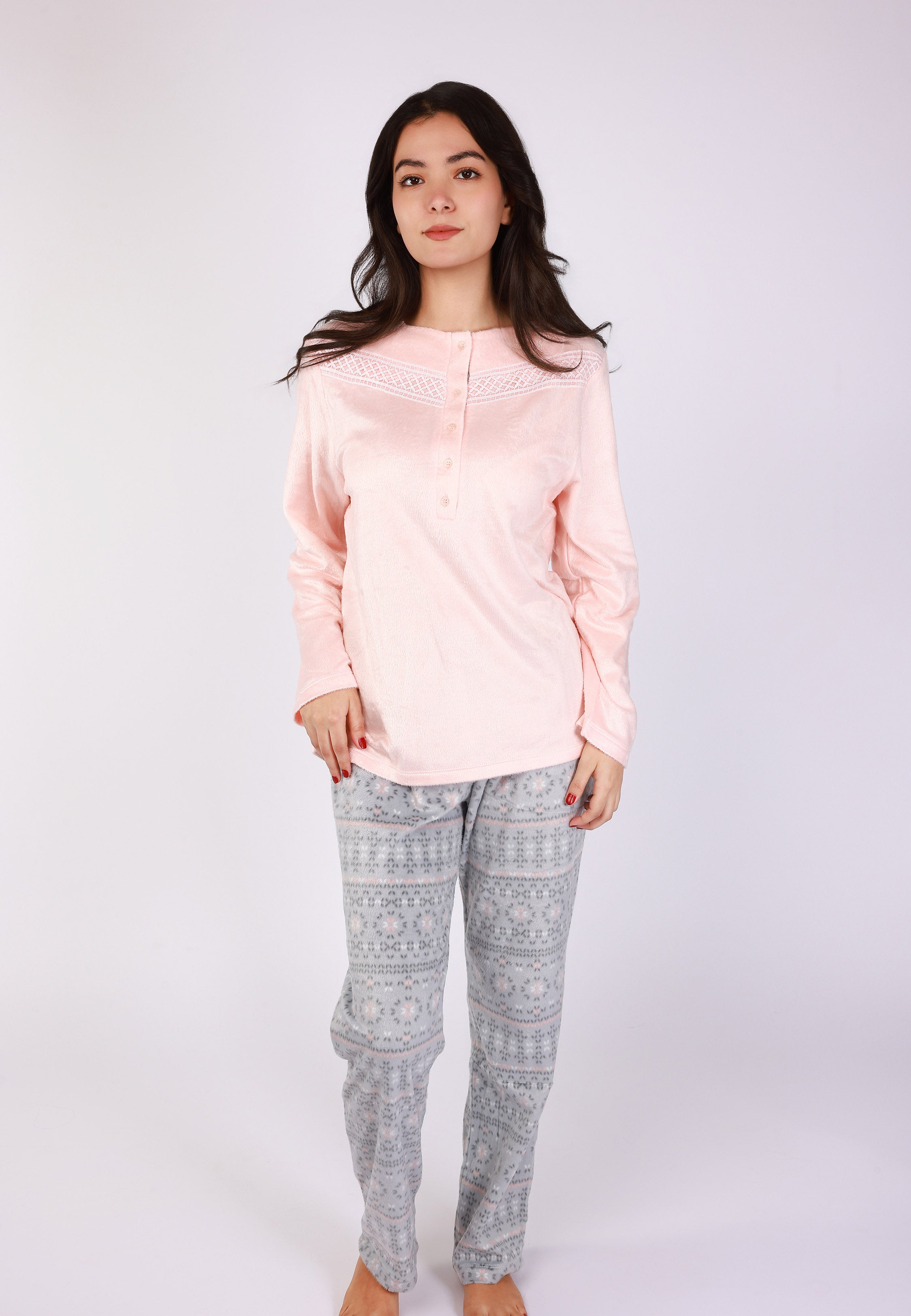 Ensemble Pyjama Saumon à Dentelle | Collection La Vie en Rose