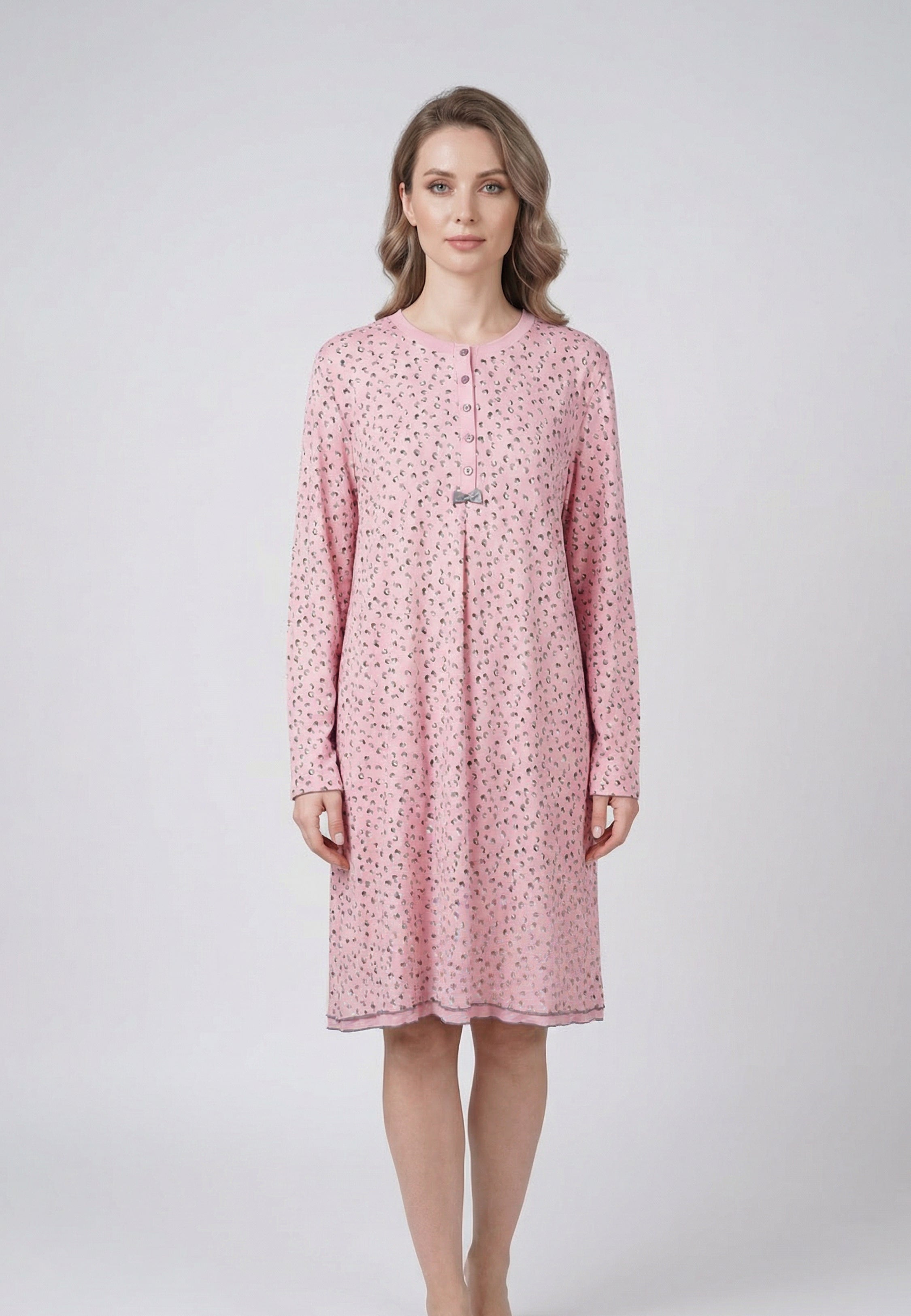 Pyjama Robe Rose Clair à Boutons