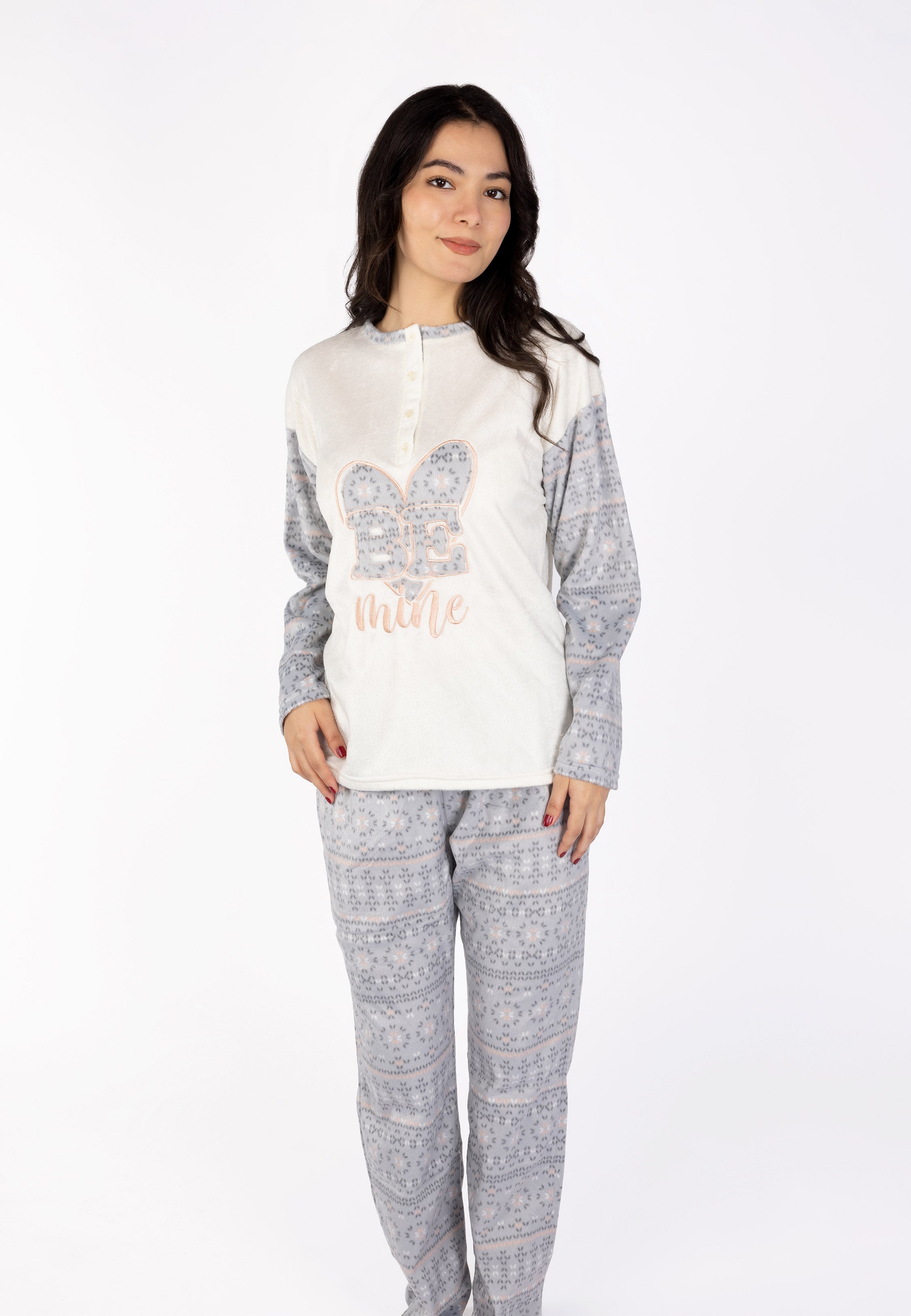 Ensemble Pyjama Crème à Motif Cœur | Collection La Vie en Rose