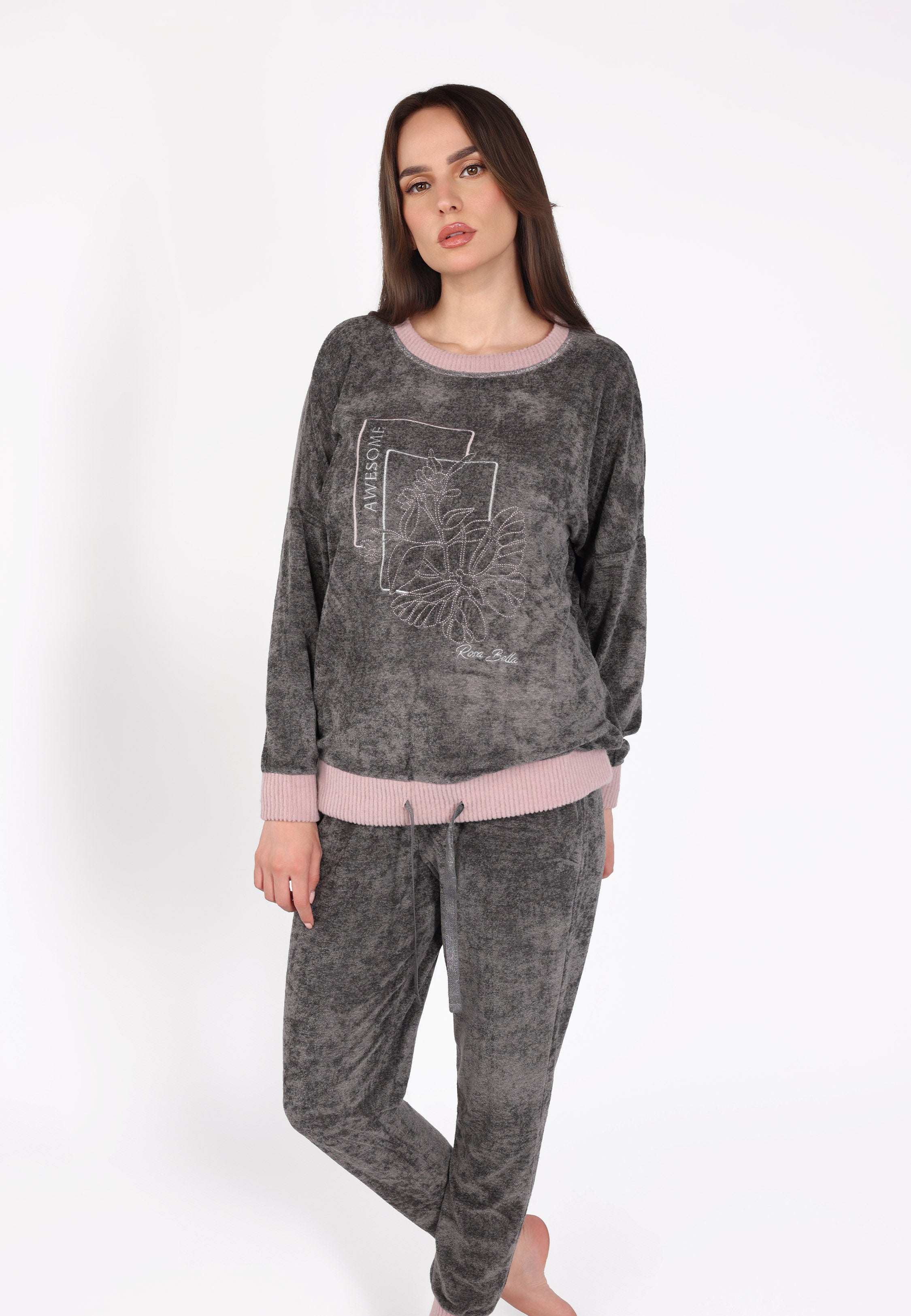 Pyjama doux à détails roses | Collection Silver Cloud