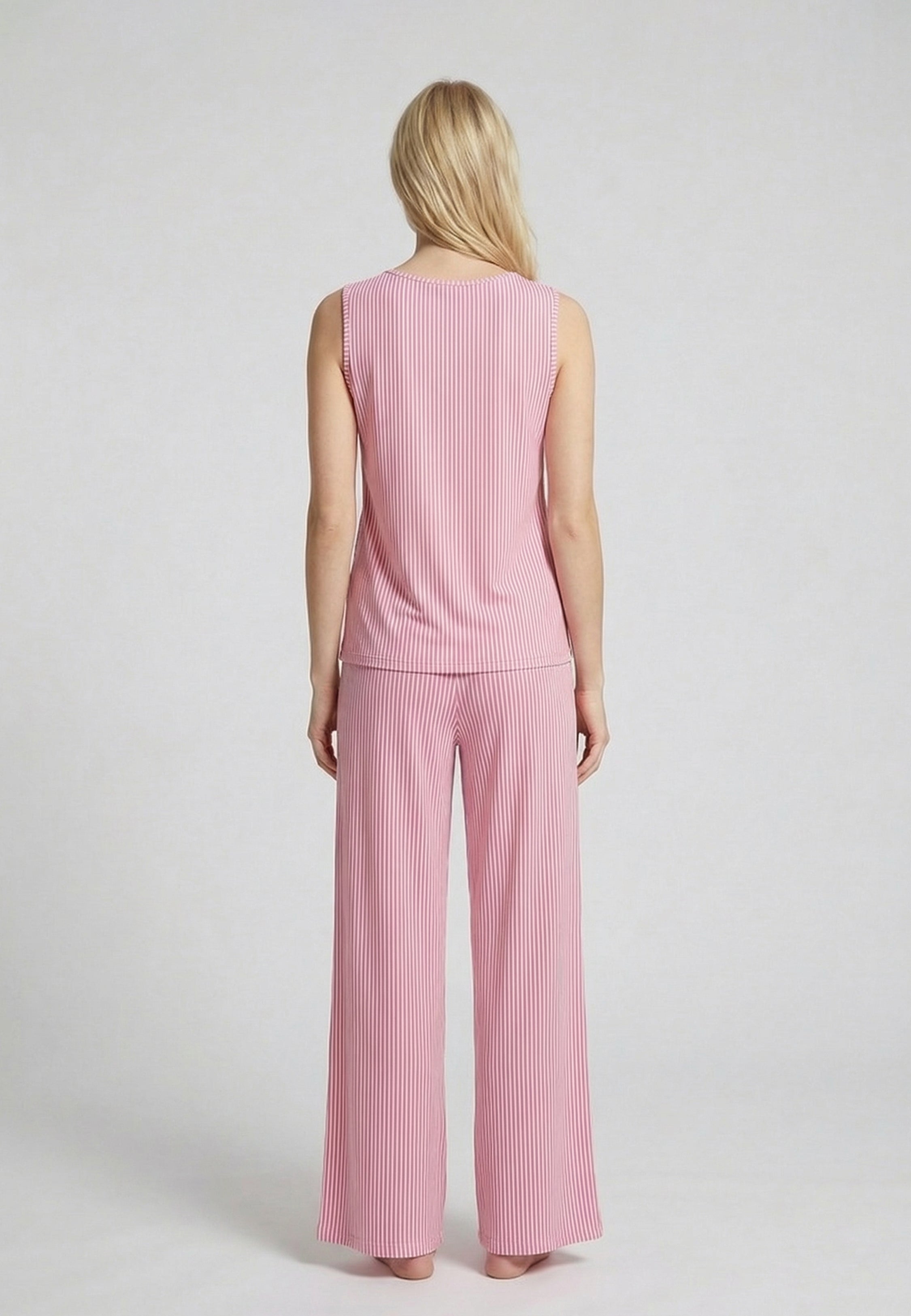 Ensemble Pyjama Femme Rayé avec Kimono Dentelle