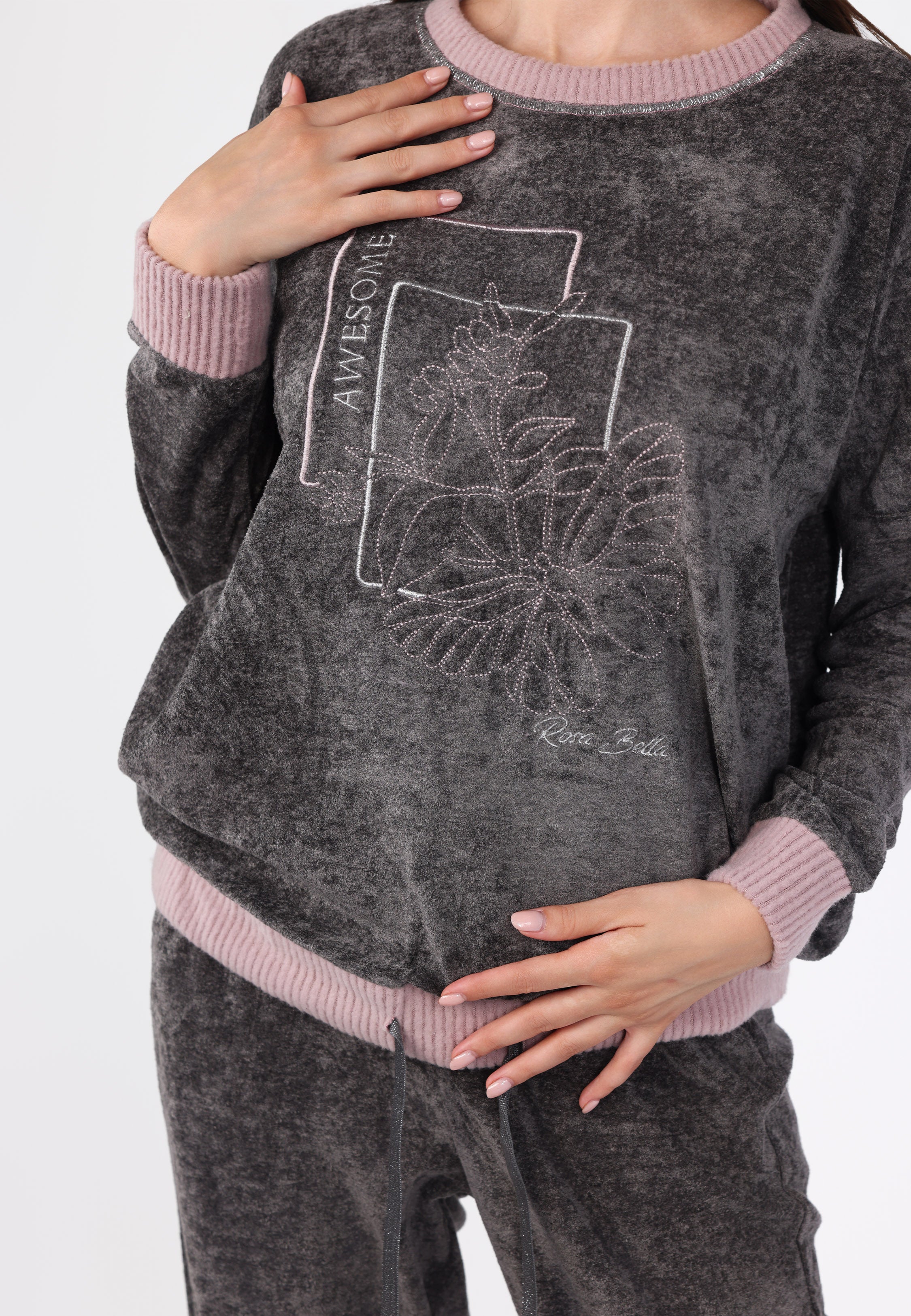 Pyjama doux à détails roses | Collection Silver Cloud