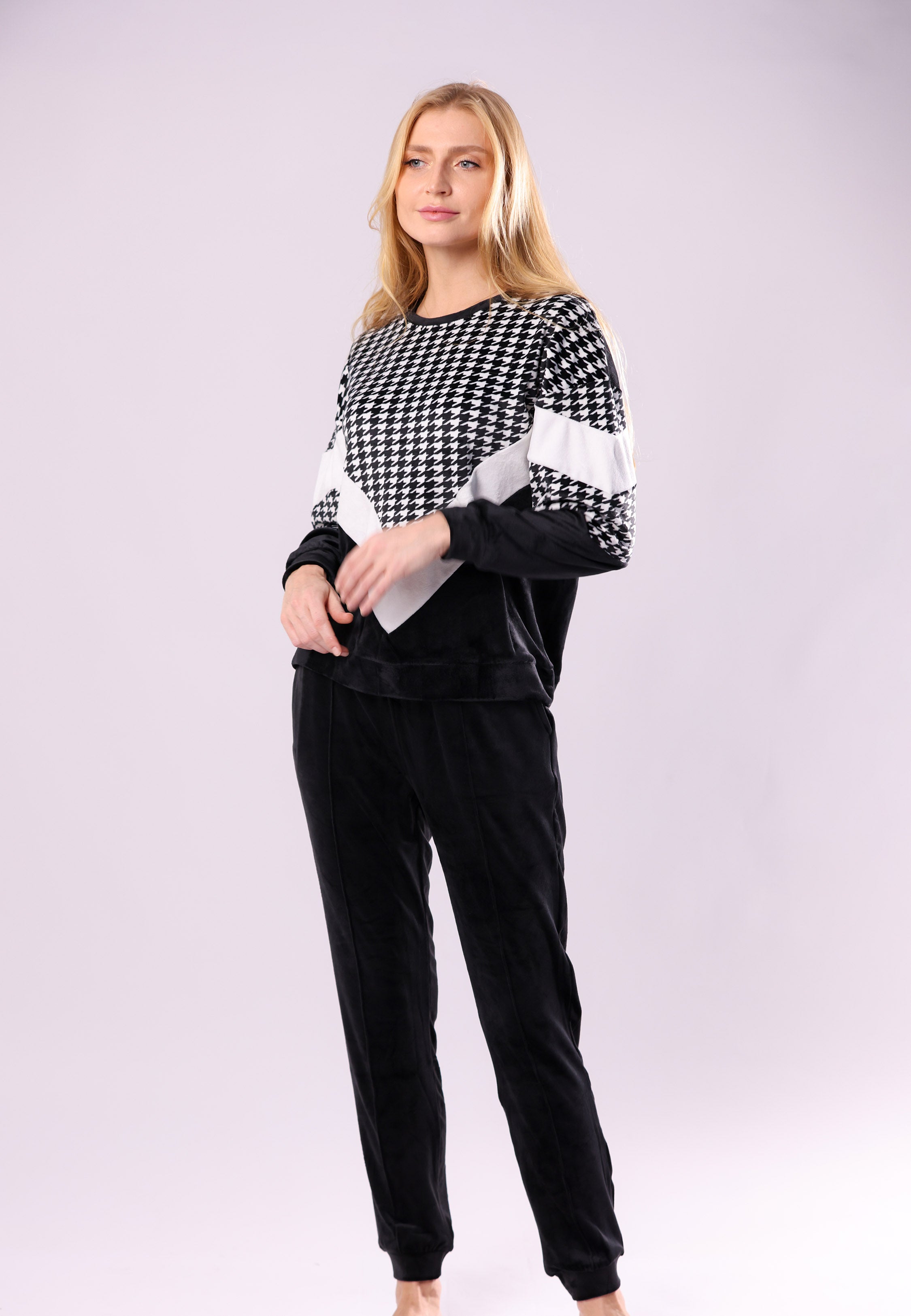 Pyjama noir & blanc à motif graphique | Collection PDP Black