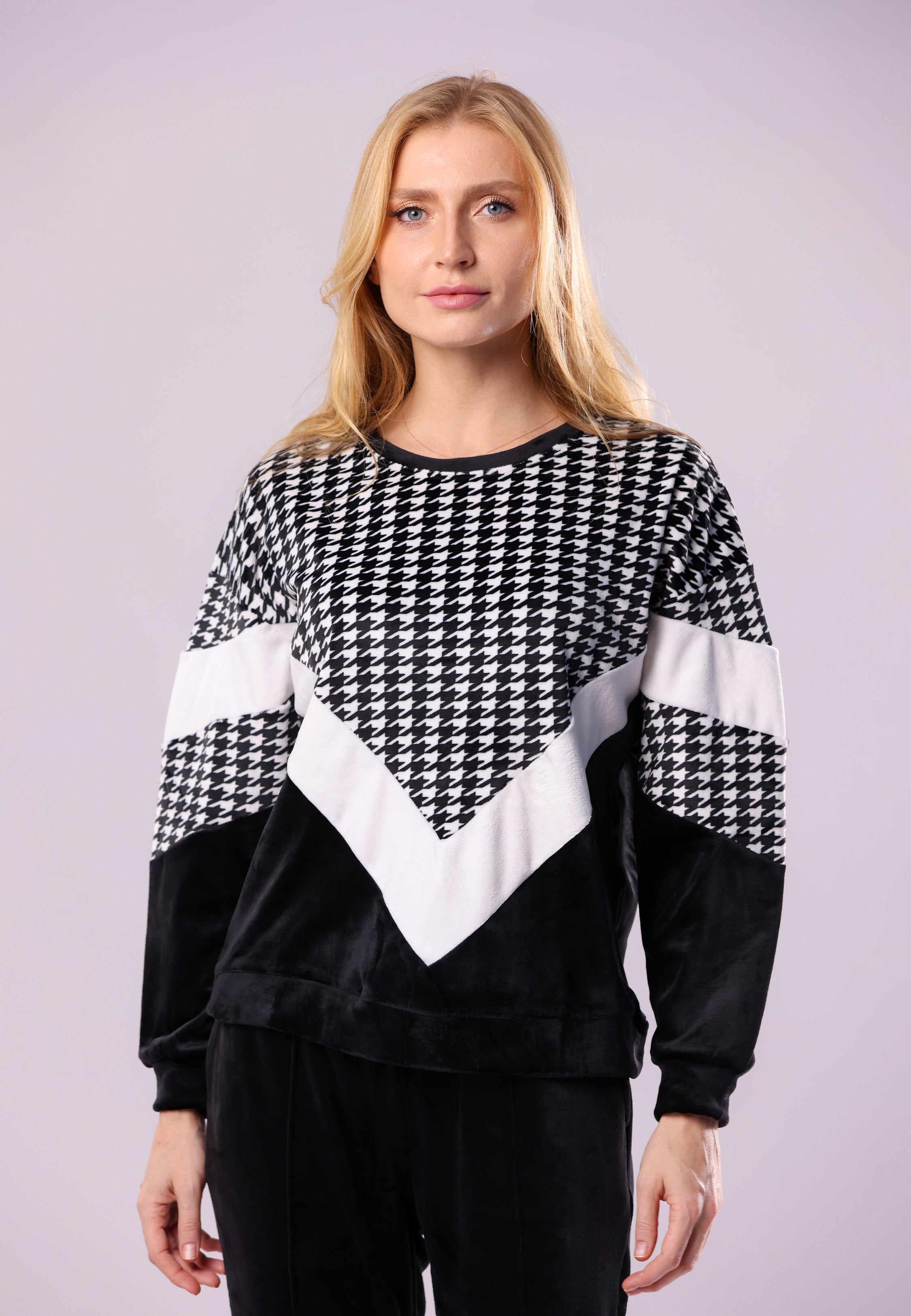 Pyjama noir & blanc à motif graphique | Collection PDP Black