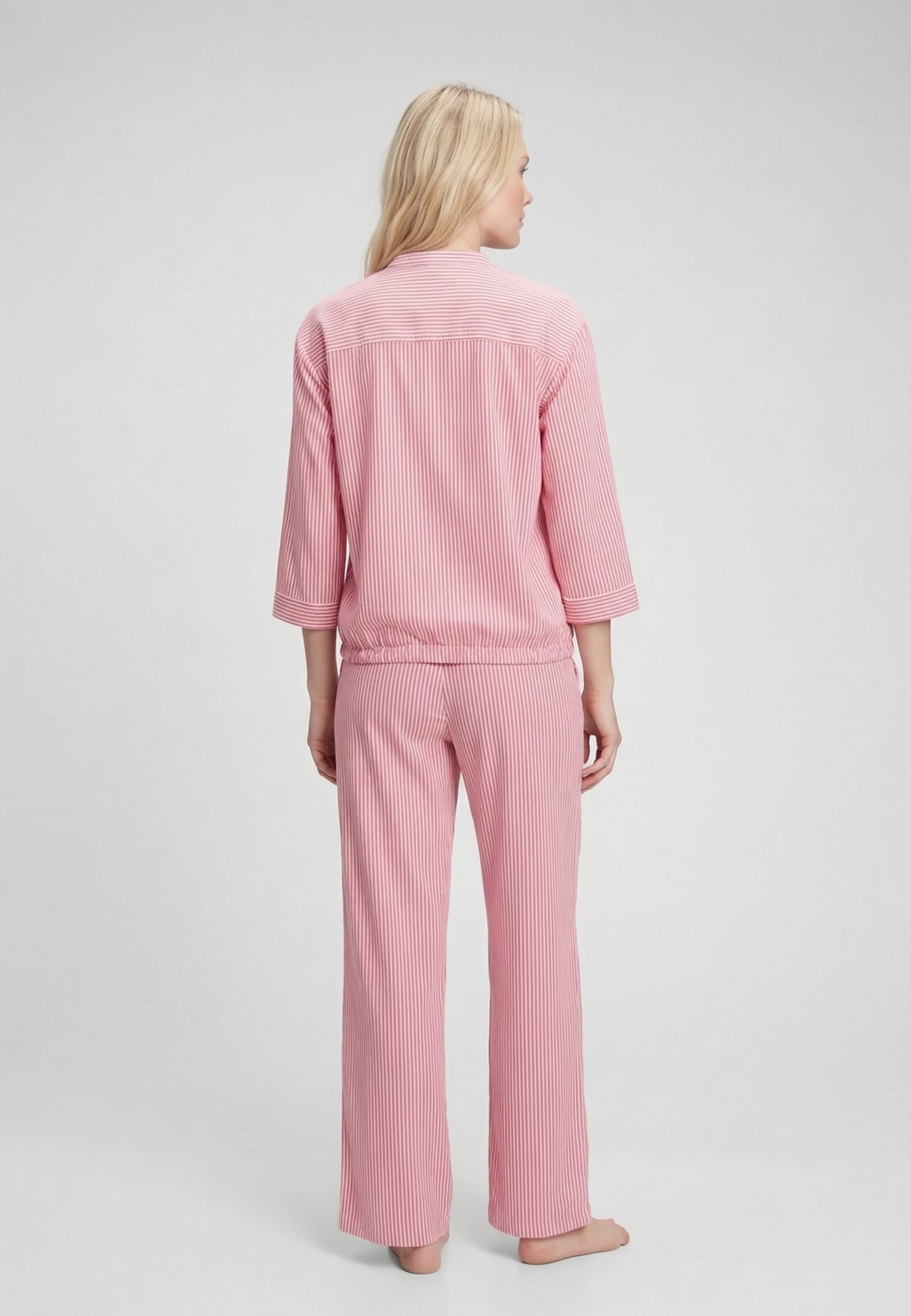 Pyjama Femme Rayé Rose – Ensemble Haut et Pantalon Long