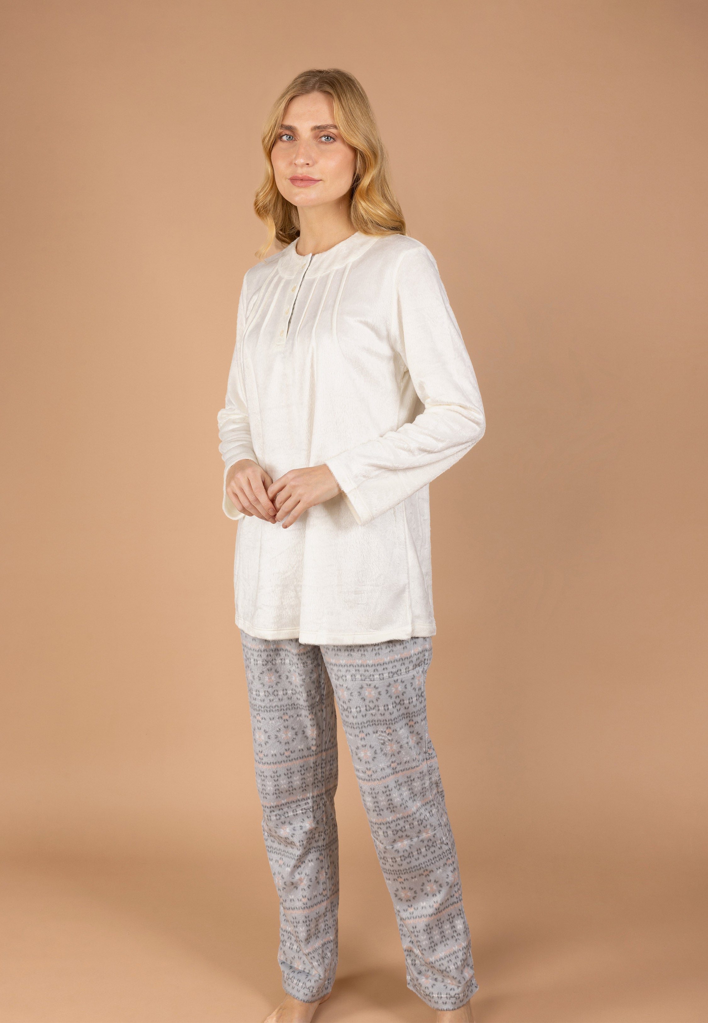 Ensemble Pyjama Crème à Boutons | Collection La Vie en Rose