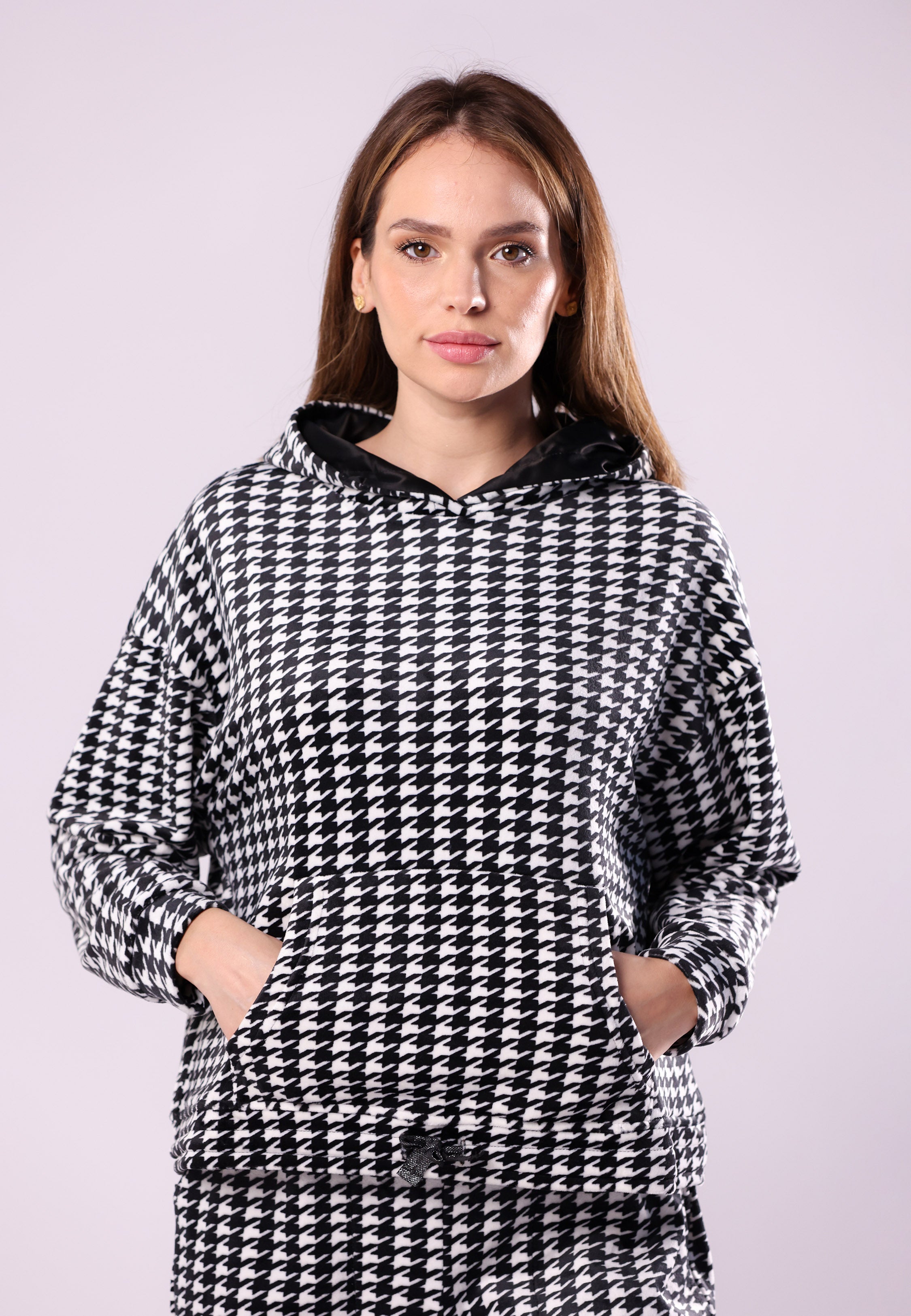 Pyjama à capuche pied-de-poule | Collection PDP Black