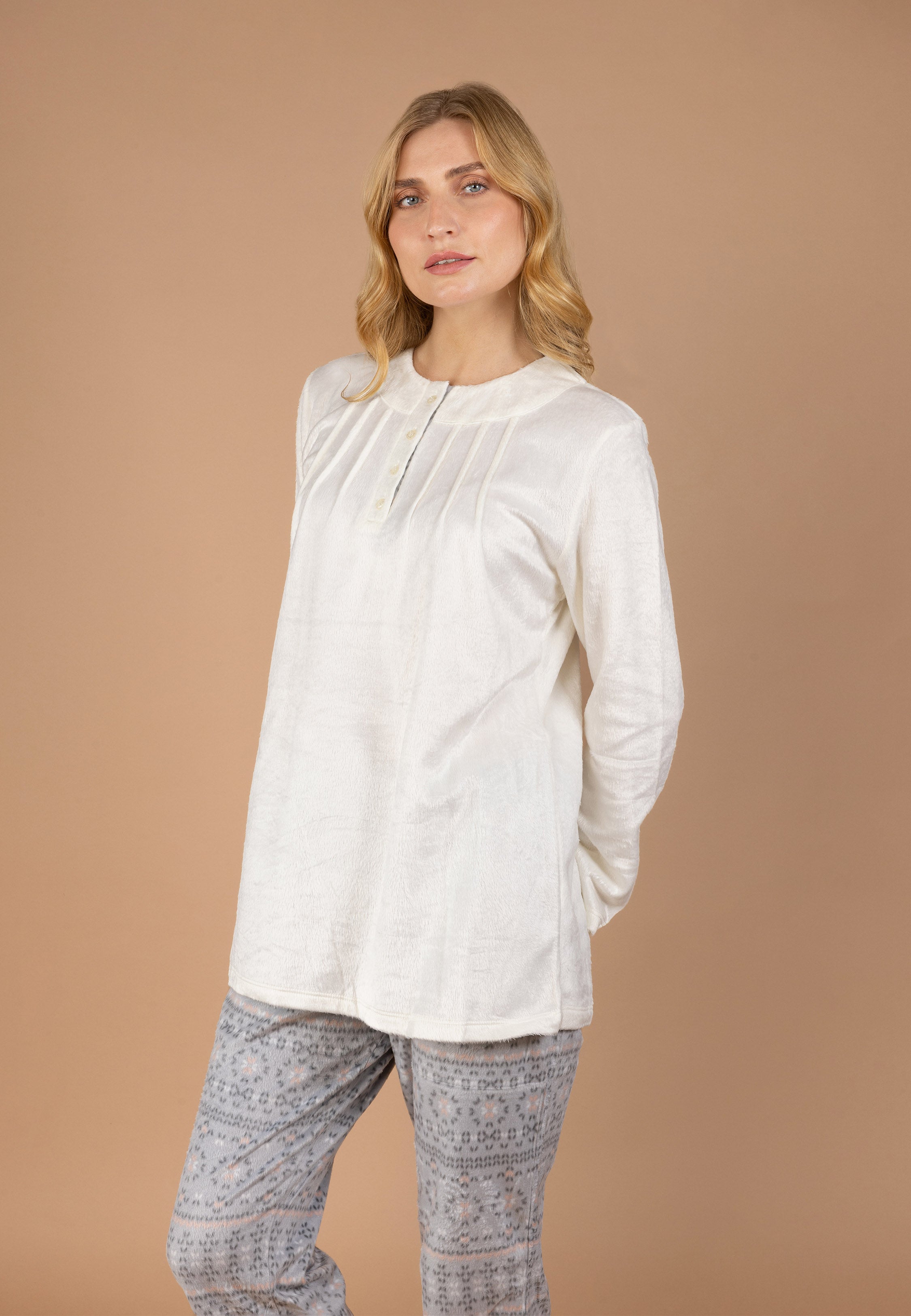 Ensemble Pyjama Crème à Boutons | Collection La Vie en Rose