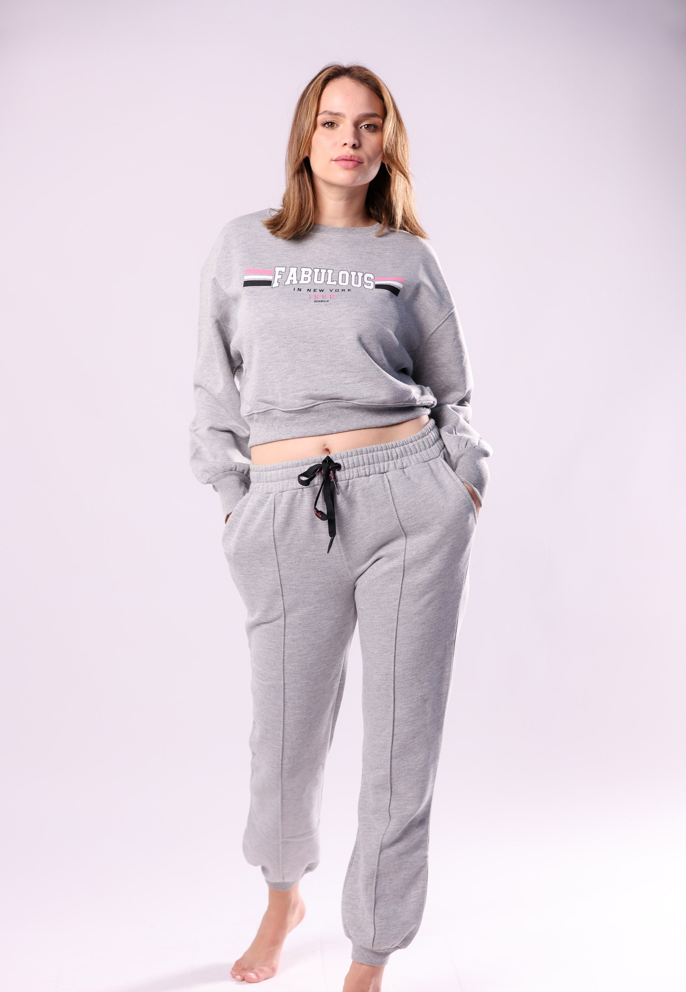 Pyjama crop gris casual | Collection MLT CHINE