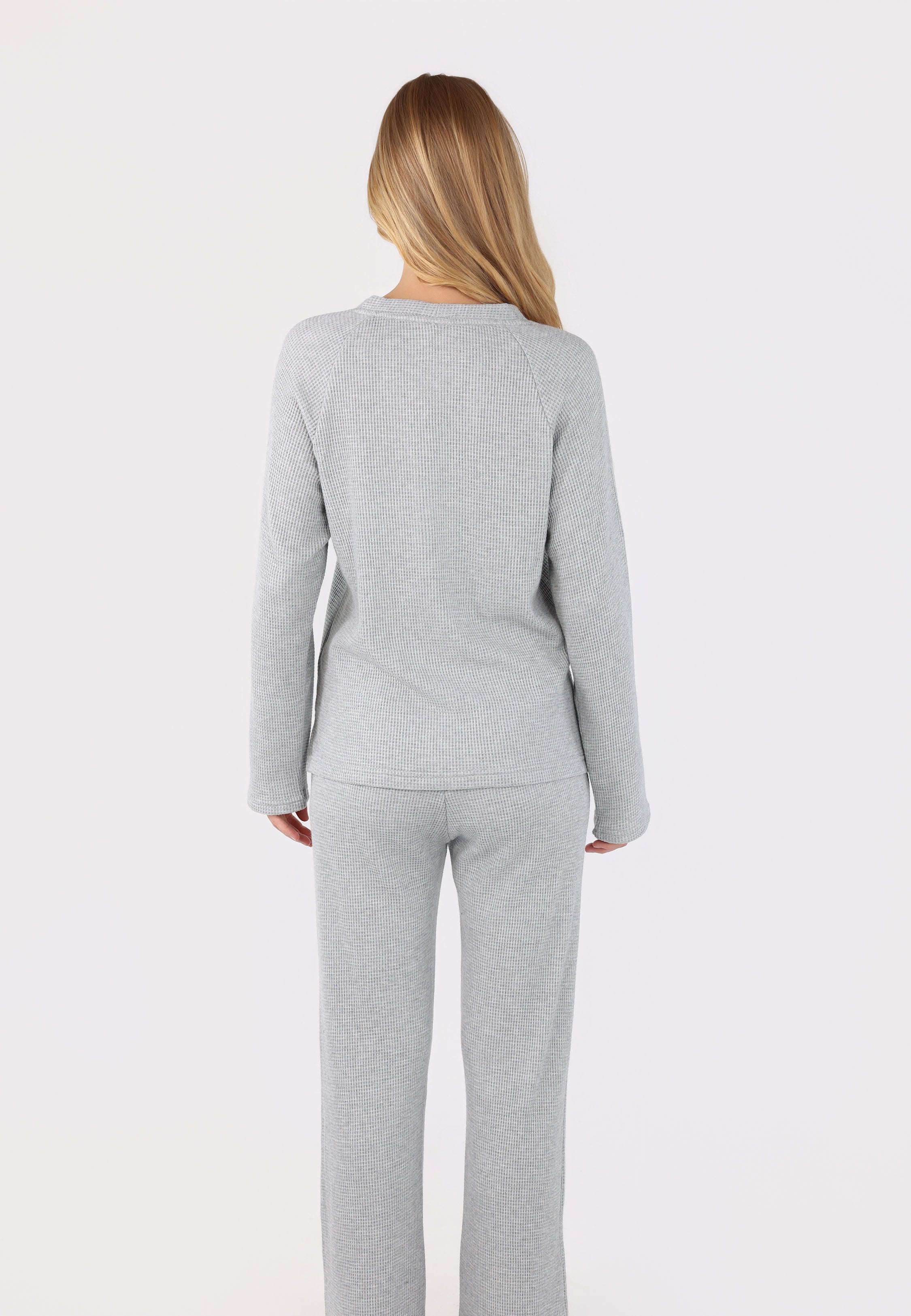 Ensemble pyjama à col V et boutons | Collection Waffle