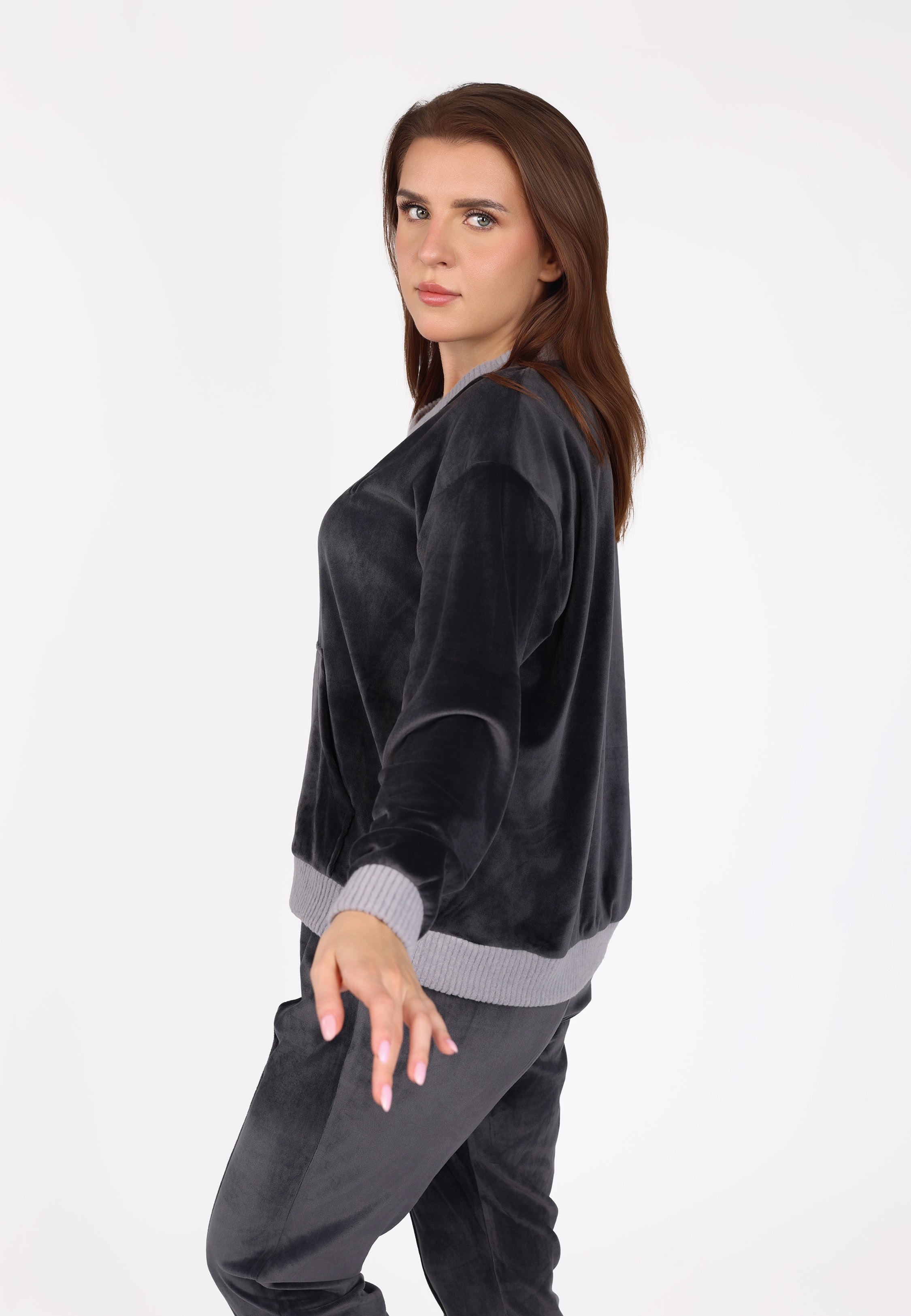 Ensemble pyjama col V à poche | Collection Velvet MLC