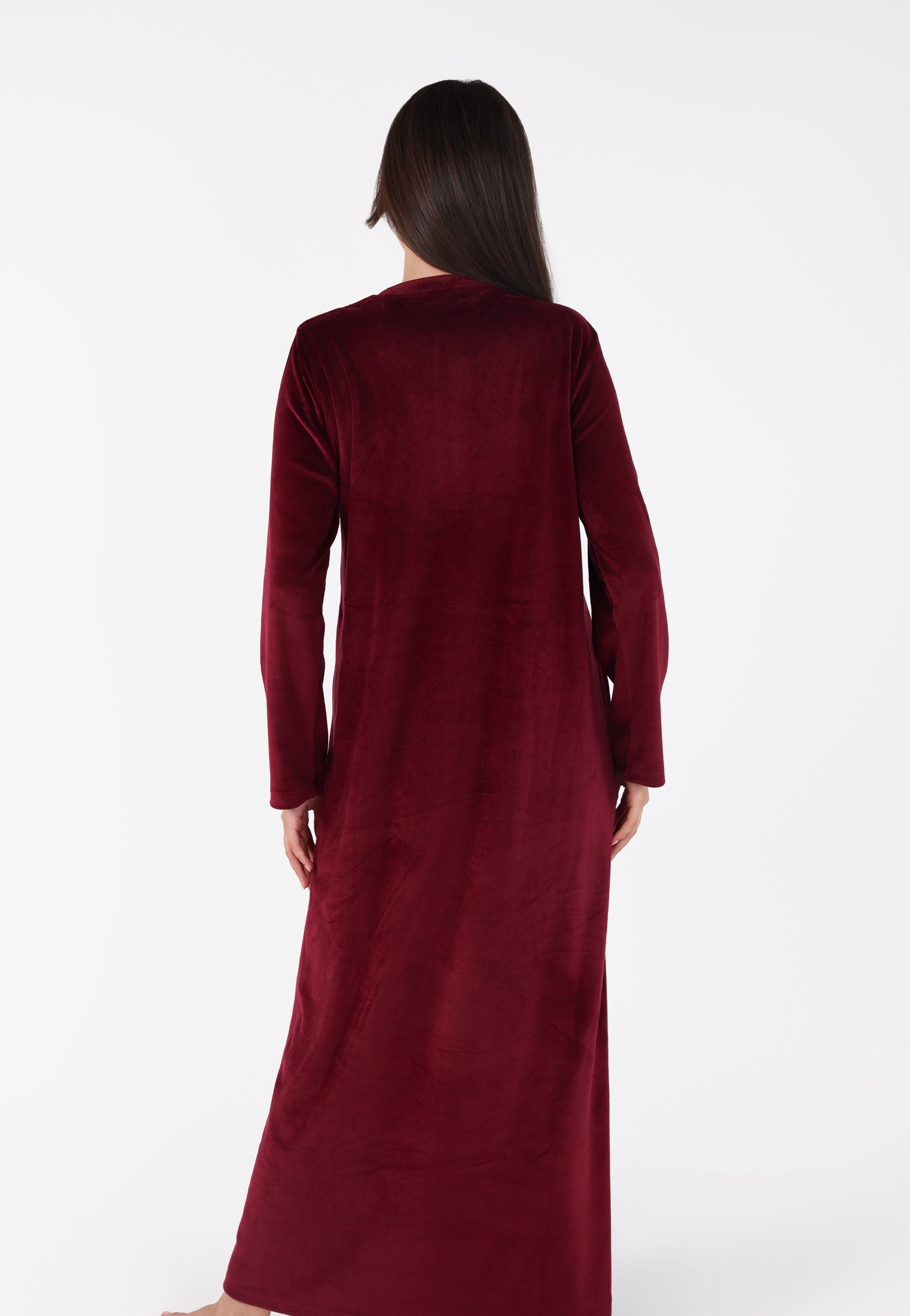 Robe de nuit longue en velours avec détail matelassé