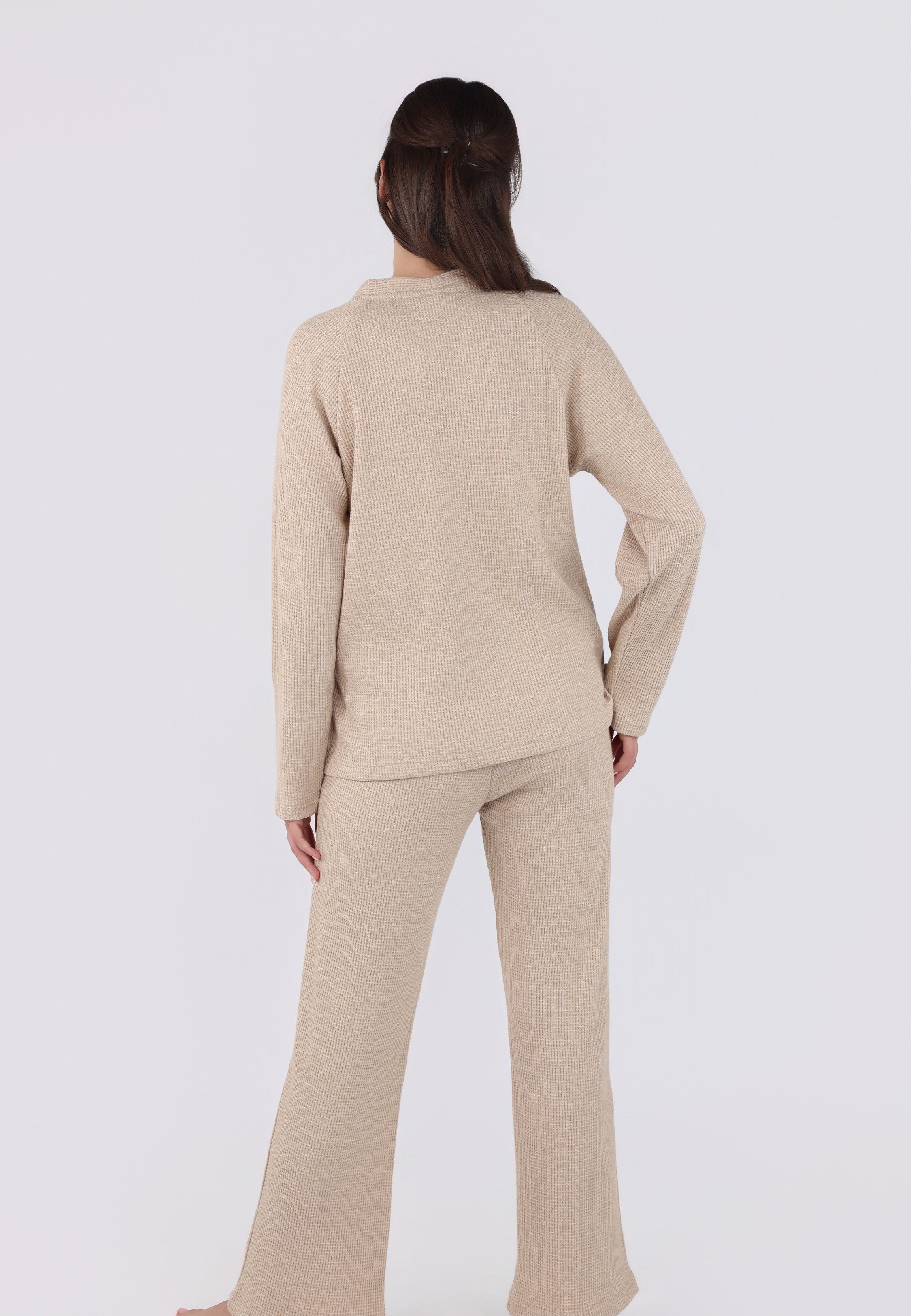 Ensemble pyjama à col V et boutons | Collection Waffle