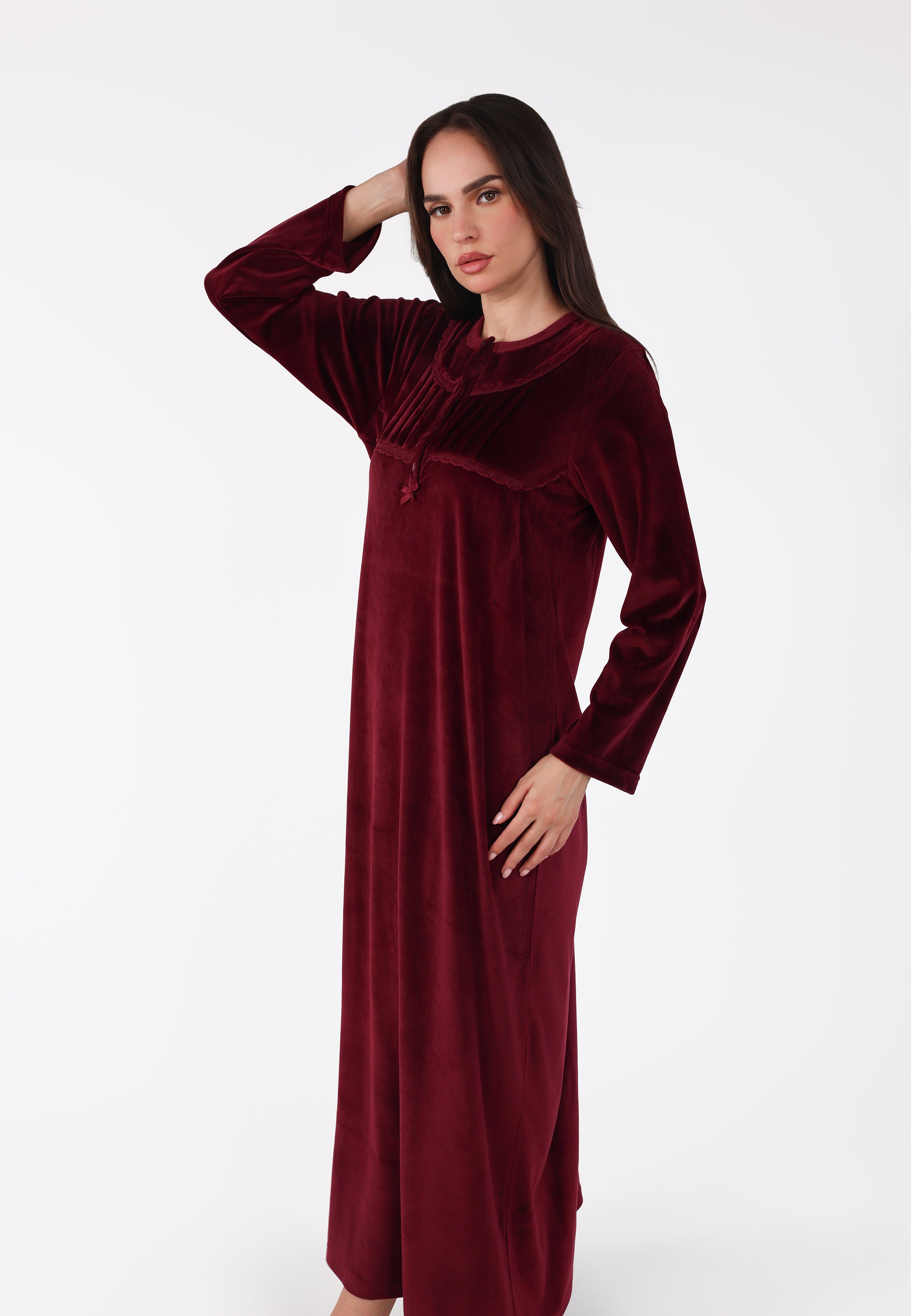 Robe de nuit longue en velours doux