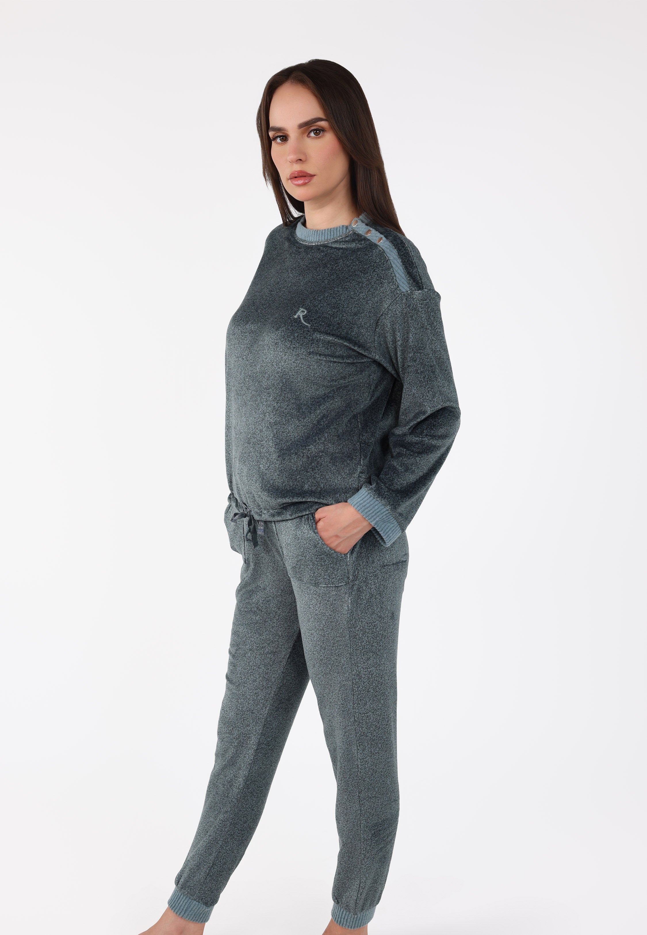 Ensemble pyjama à boutons épaule | Collection Velvet MLC