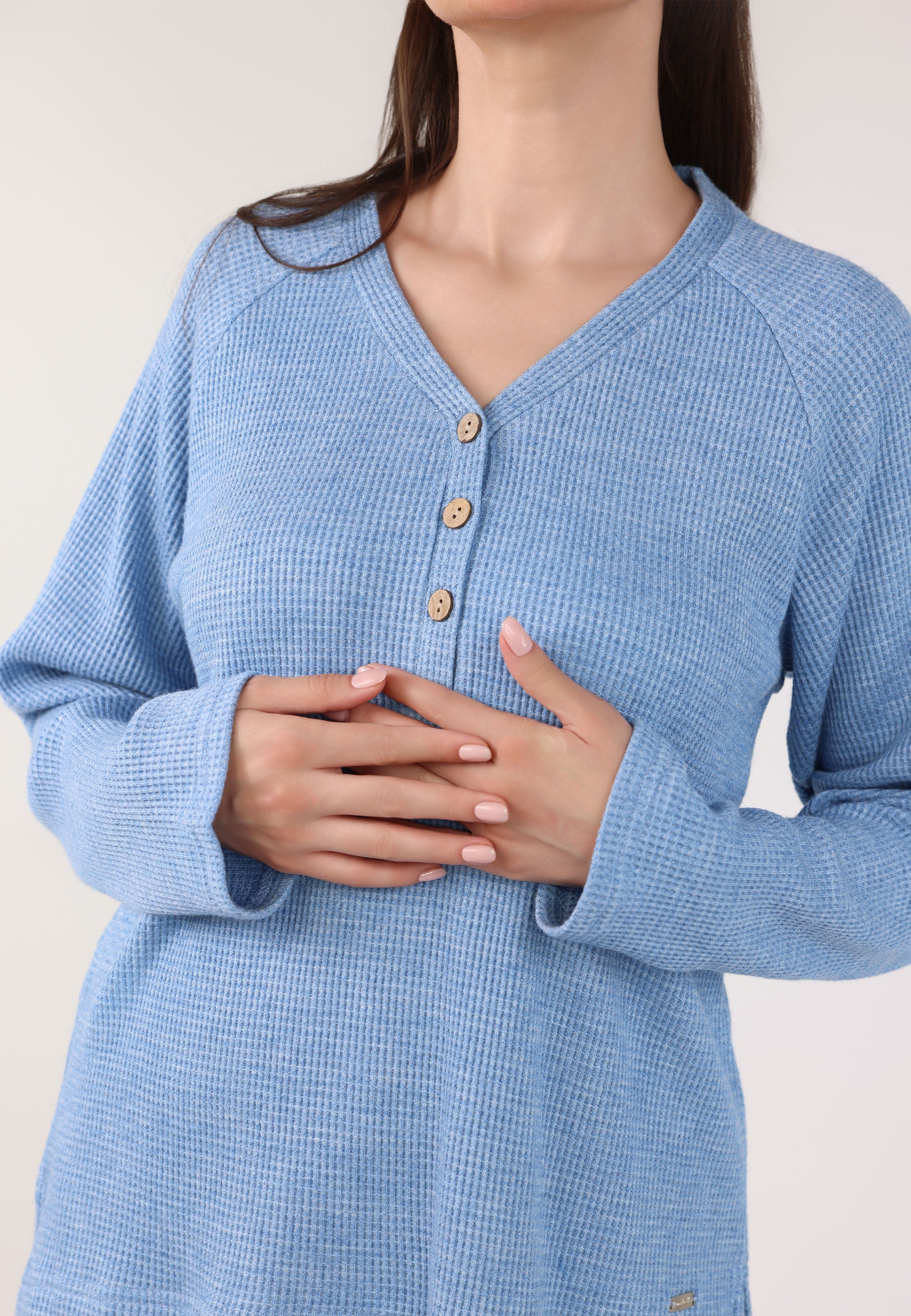 Ensemble pyjama à col V et boutons | Collection Waffle