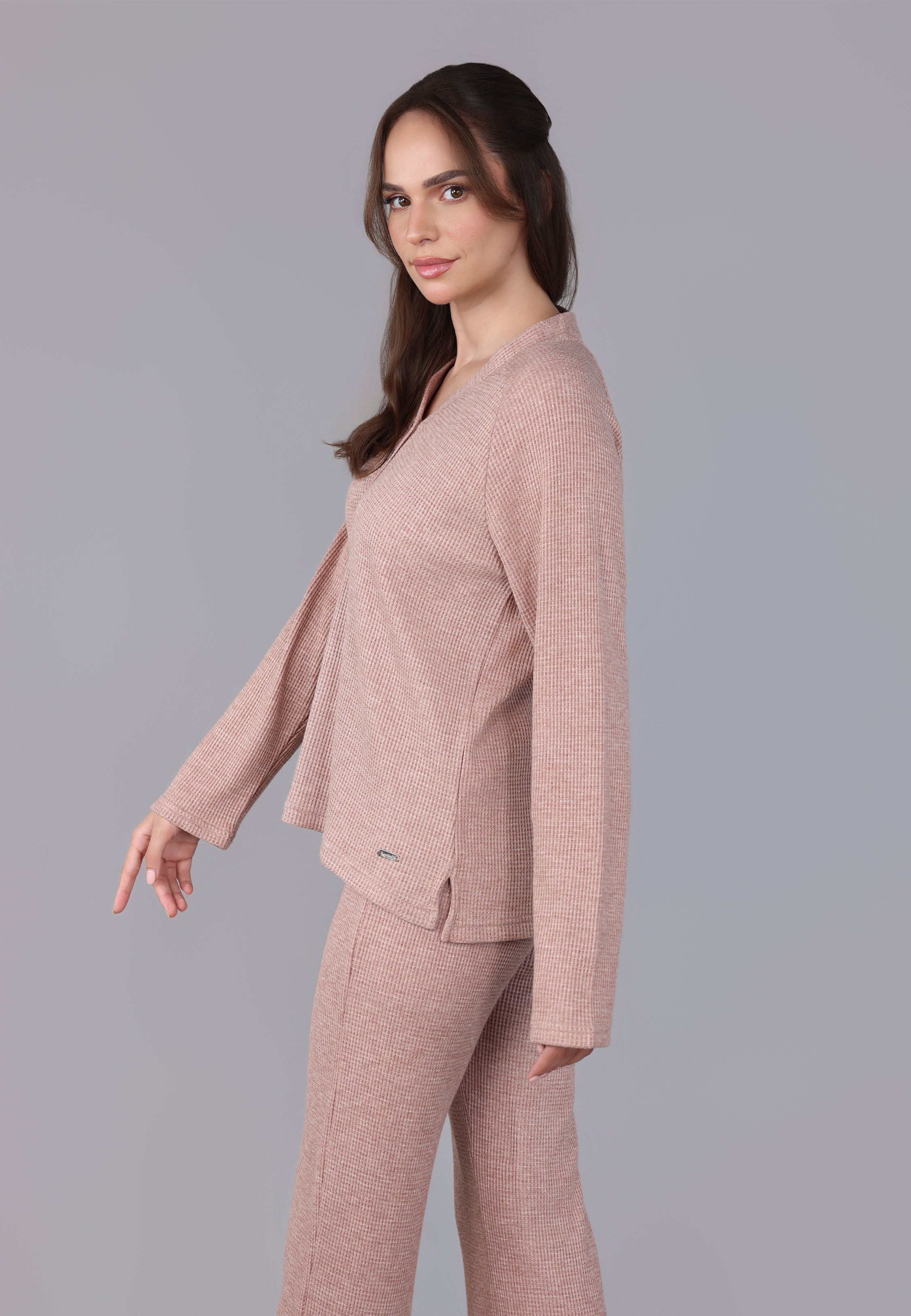 Ensemble pyjama à col V et boutons | Collection Waffle