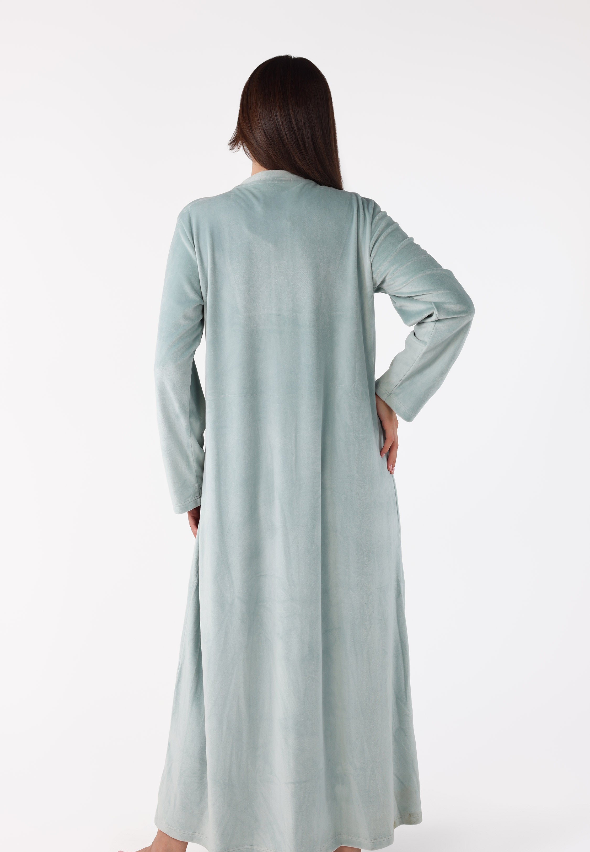 Robe de nuit longue en velours avec détail matelassé