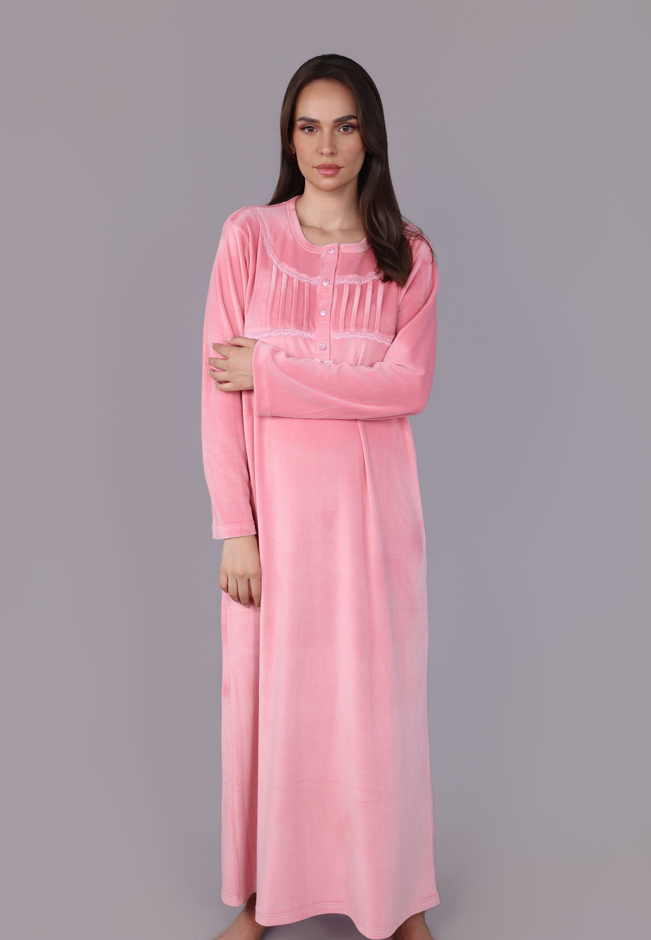 Robe de nuit longue en velours doux