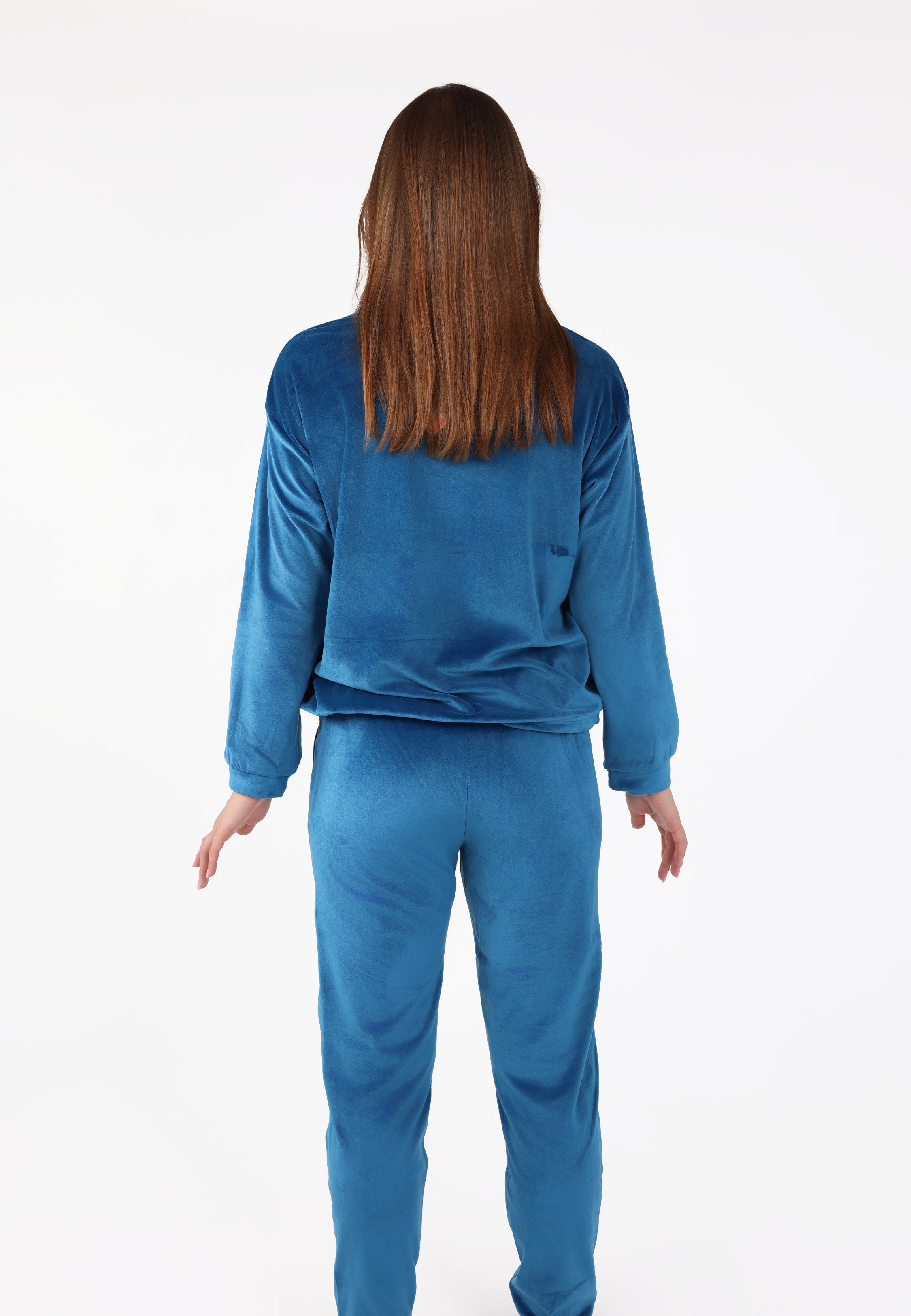 Ensemble pyjama à boutons épaule | Collection Velvet Bleu