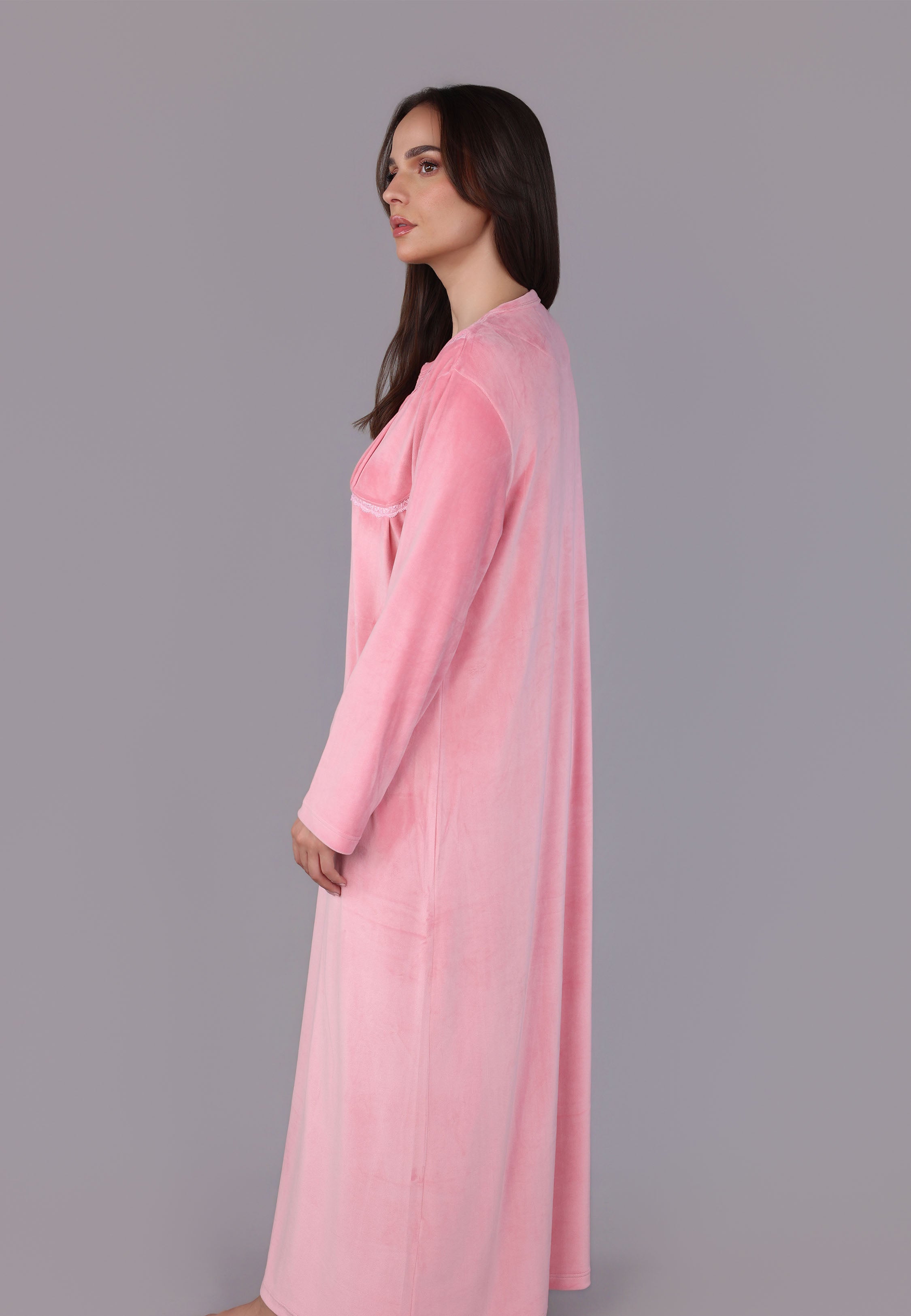 Robe de nuit longue en velours doux