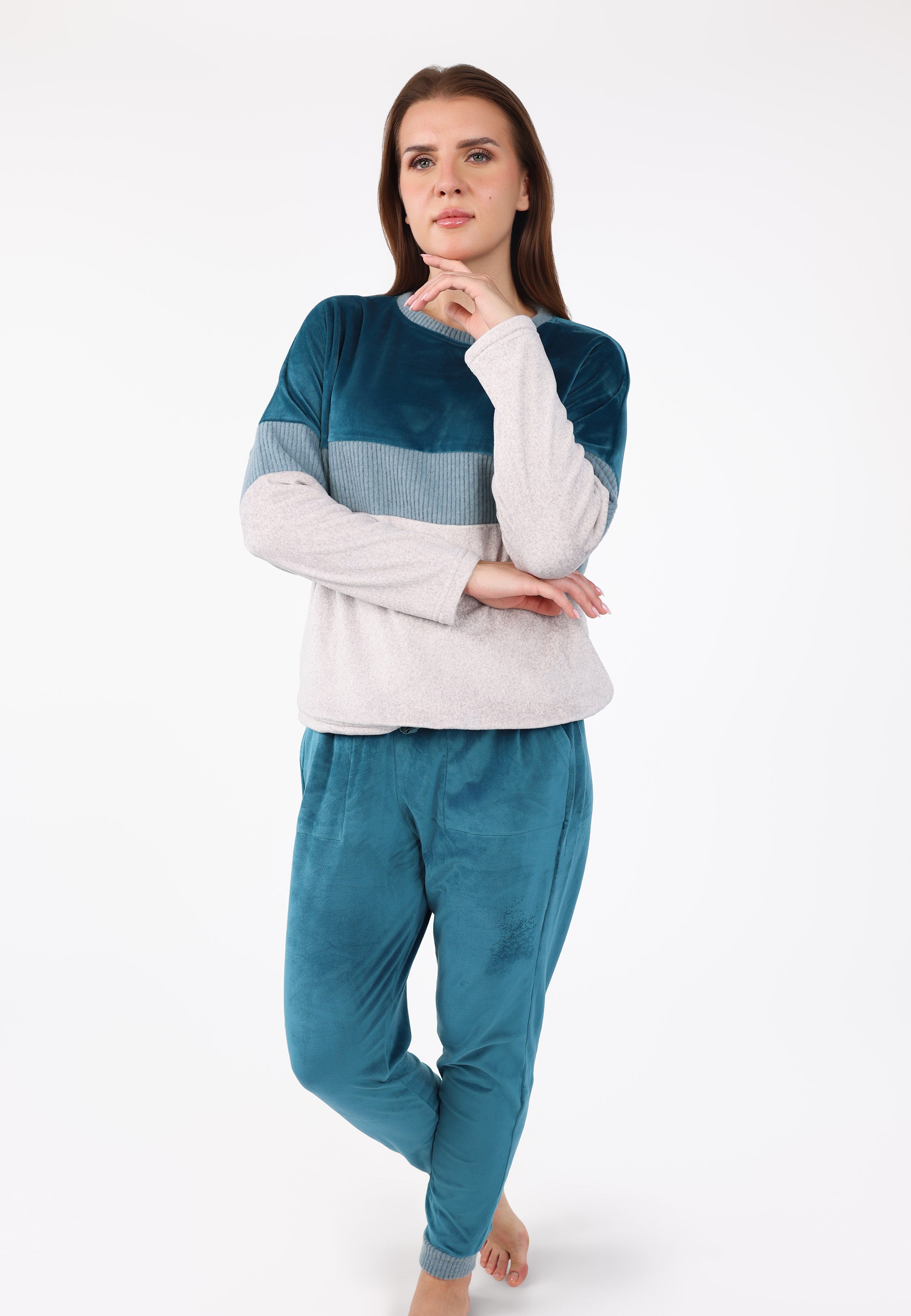 Pyjama à bandes contrastées | Collection Velvet MLC