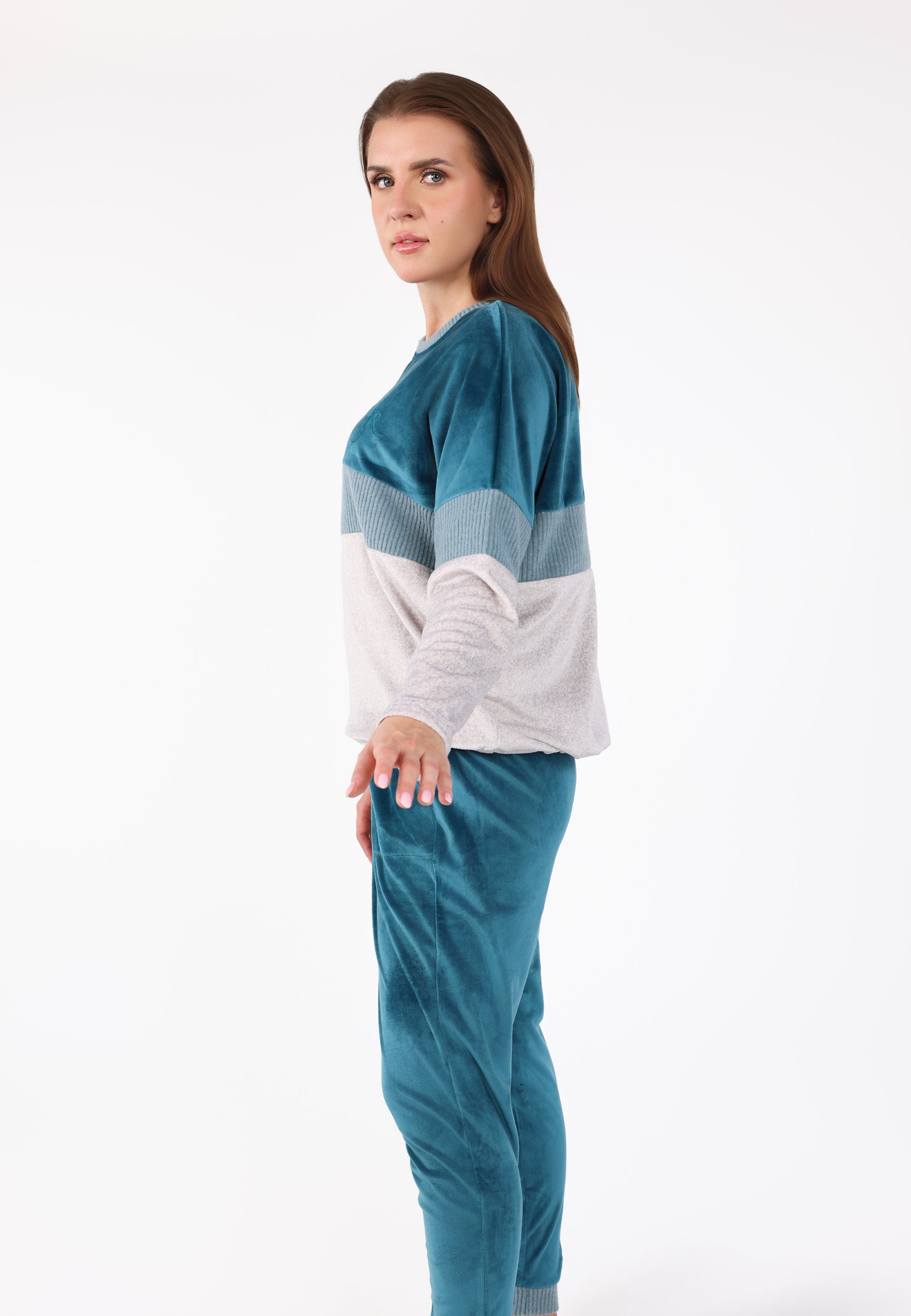 Pyjama à bandes contrastées | Collection Velvet MLC