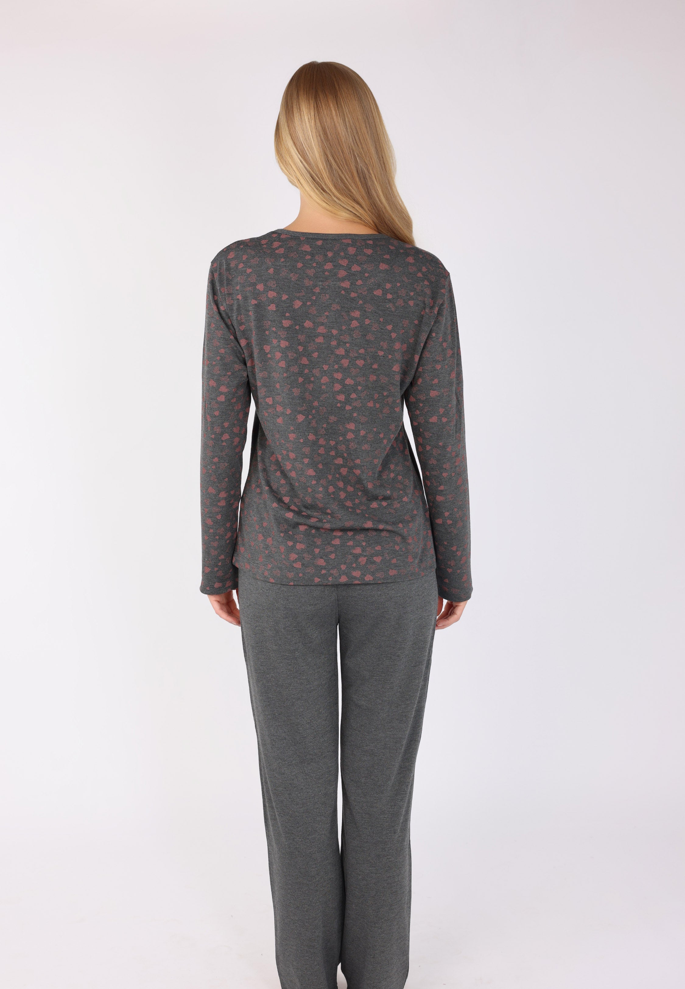 Ensemble Pyjama Motifs Cœurs & Dentelle | Collection LV SAUMON