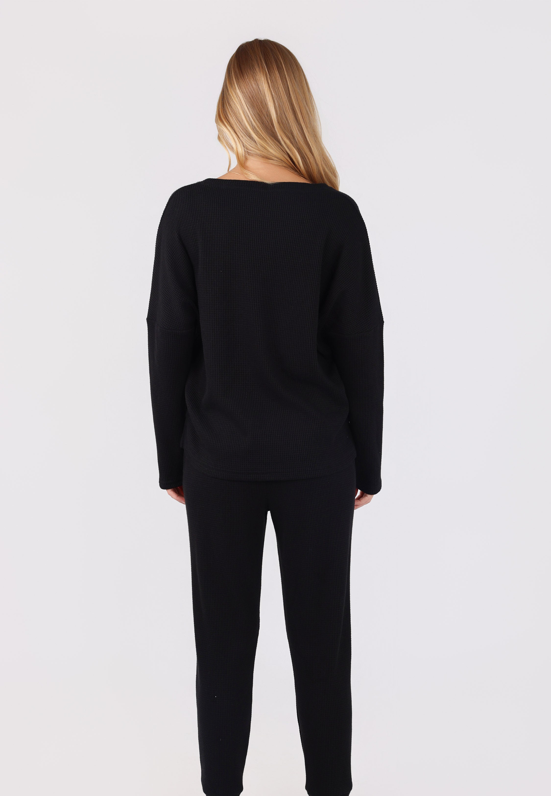 Ensemble en maille gaufrée à col rond | Collection Waffle