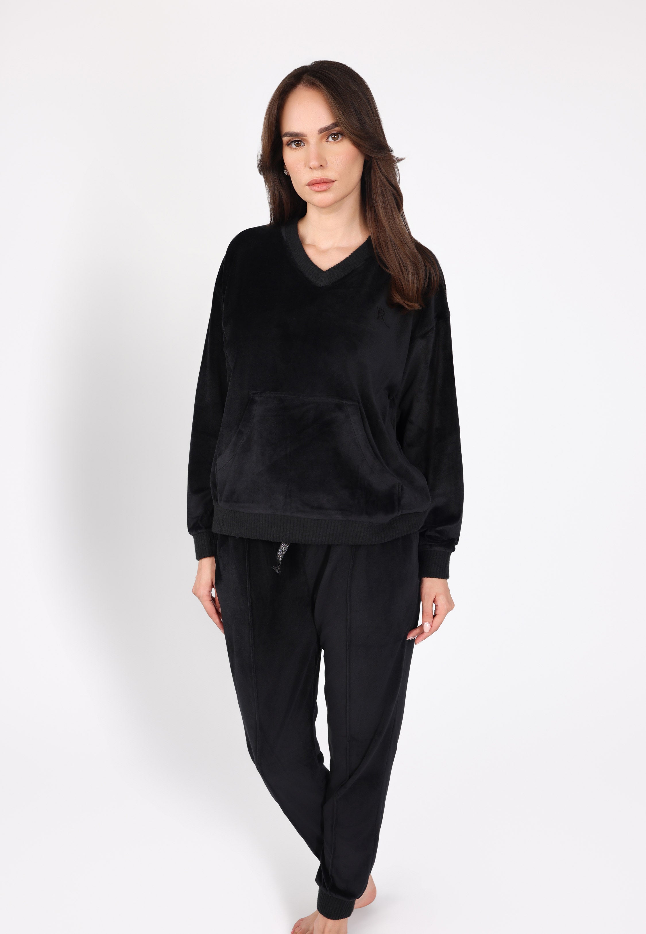 Ensemble pyjama col V à poche | Collection Velvet MLC