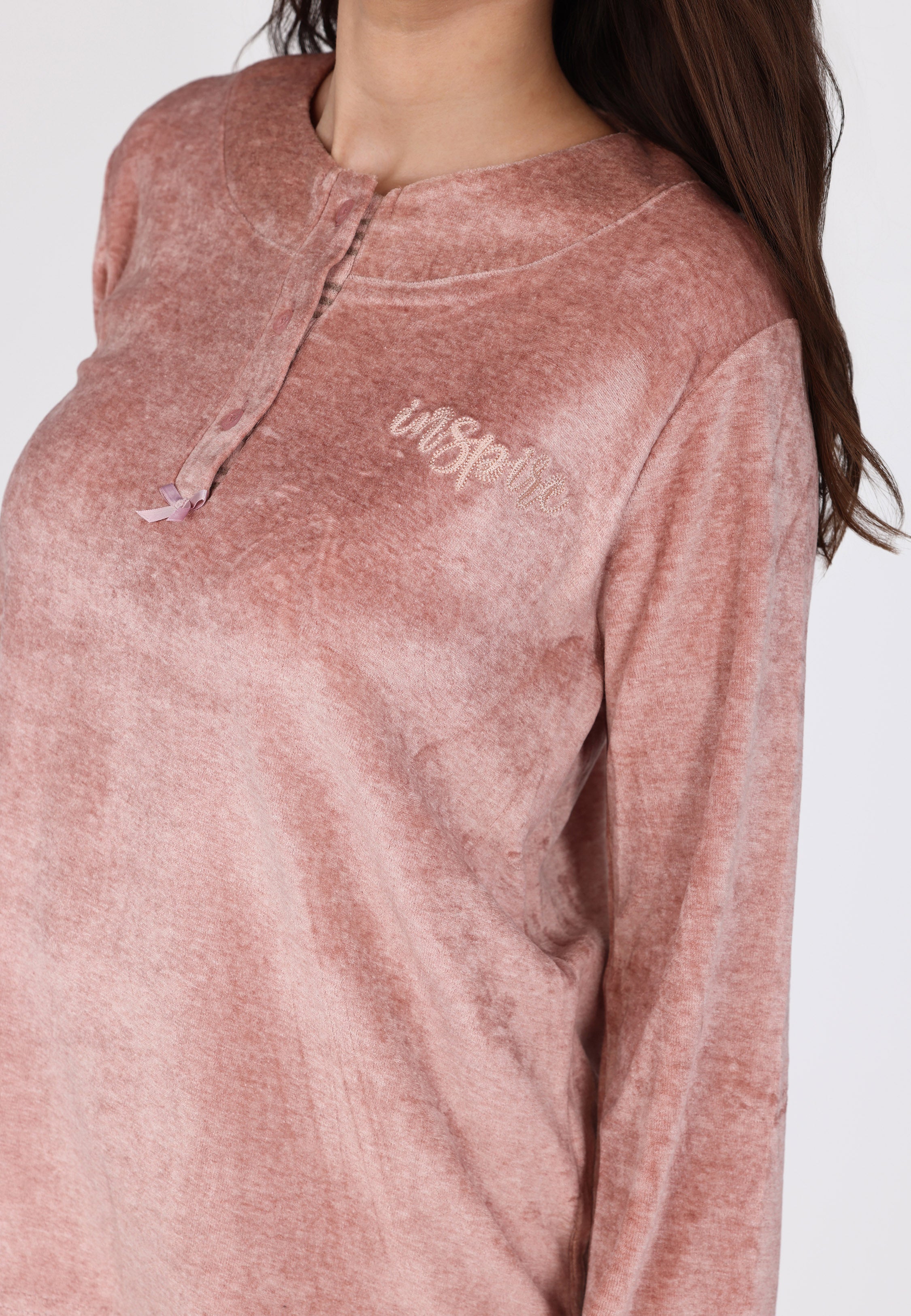 Ensemble pyjama rose à col boutonné | Collection La Douceur d’Hiver