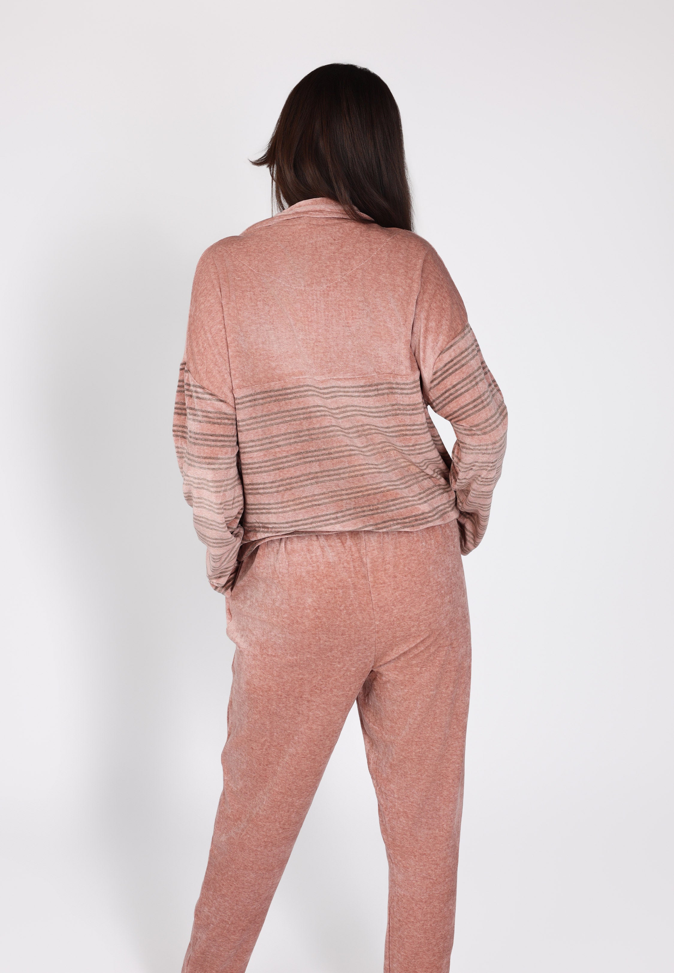 Ensemble en velours zippé rose | Collection La Douceur d’Hiver