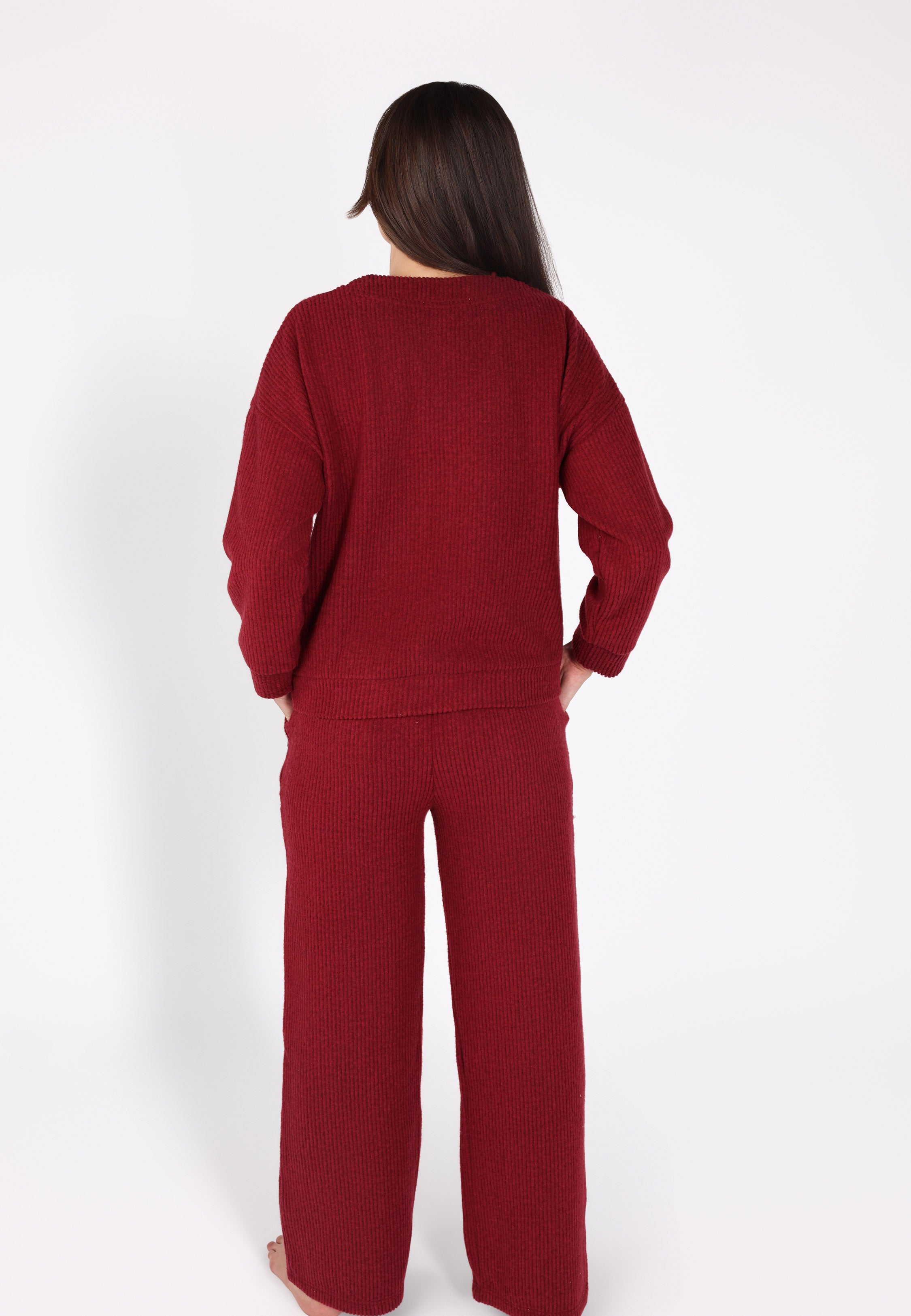 Ensemble pyjama côtelé col V