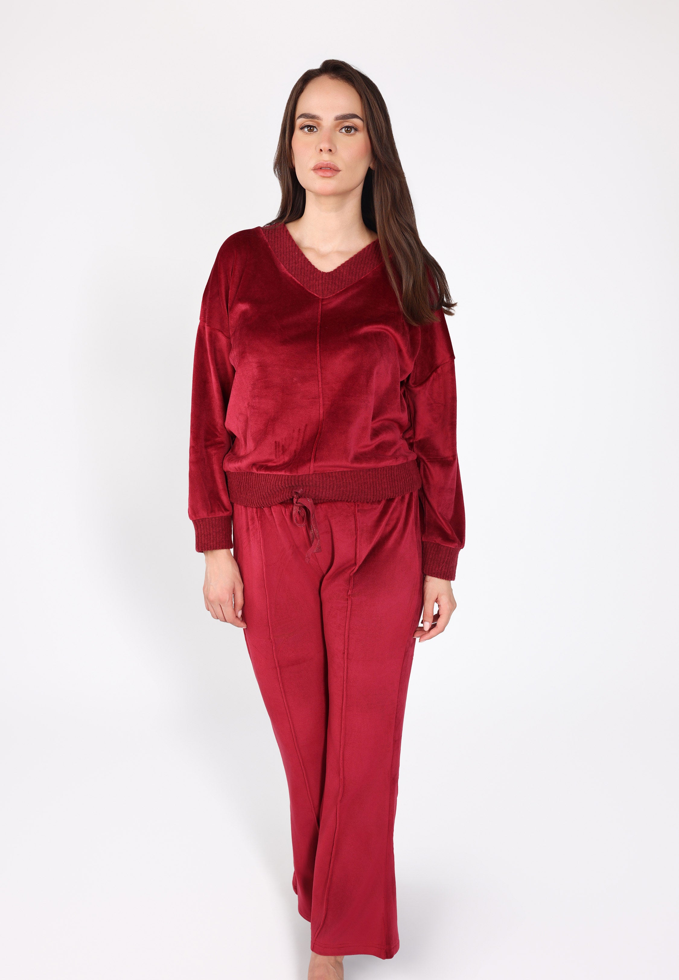Pyjama col V à pantalon évasé | Collection Velvet MLC