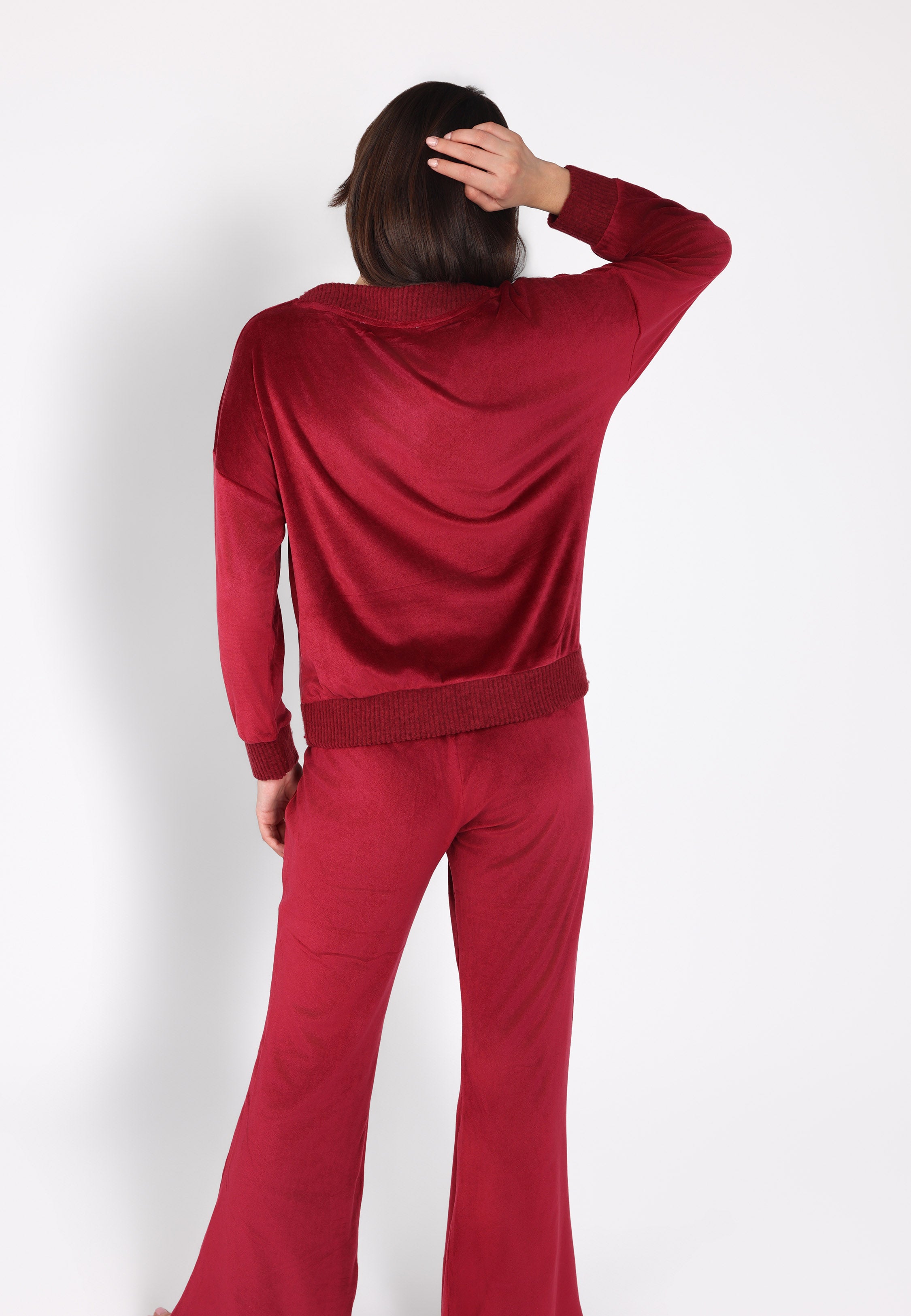 Pyjama col V à pantalon évasé | Collection Velvet MLC