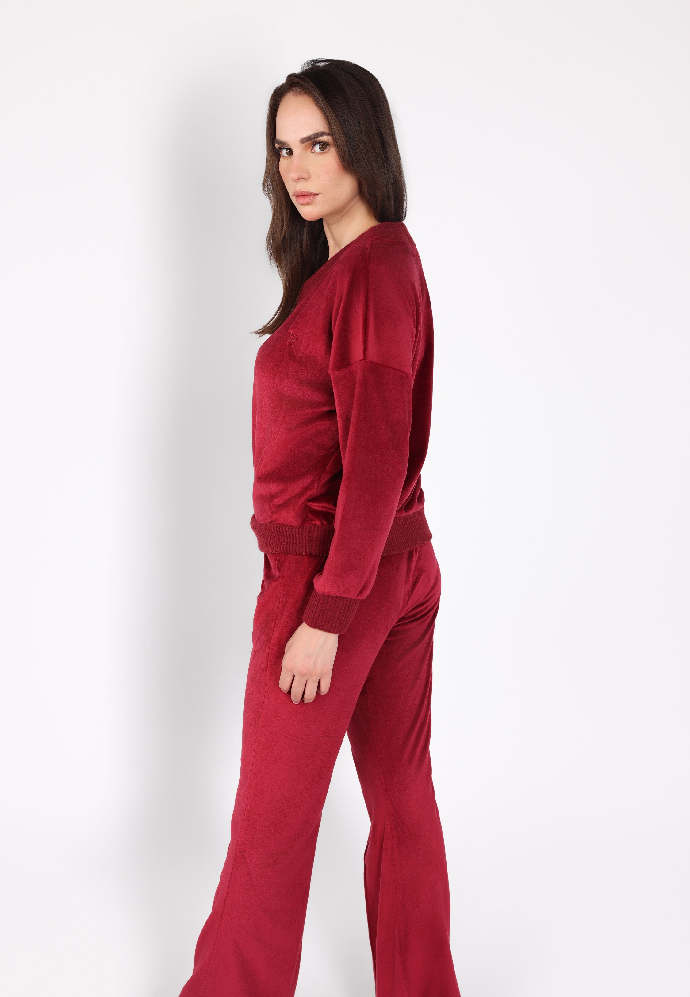 Pyjama col V à pantalon évasé | Collection Velvet MLC