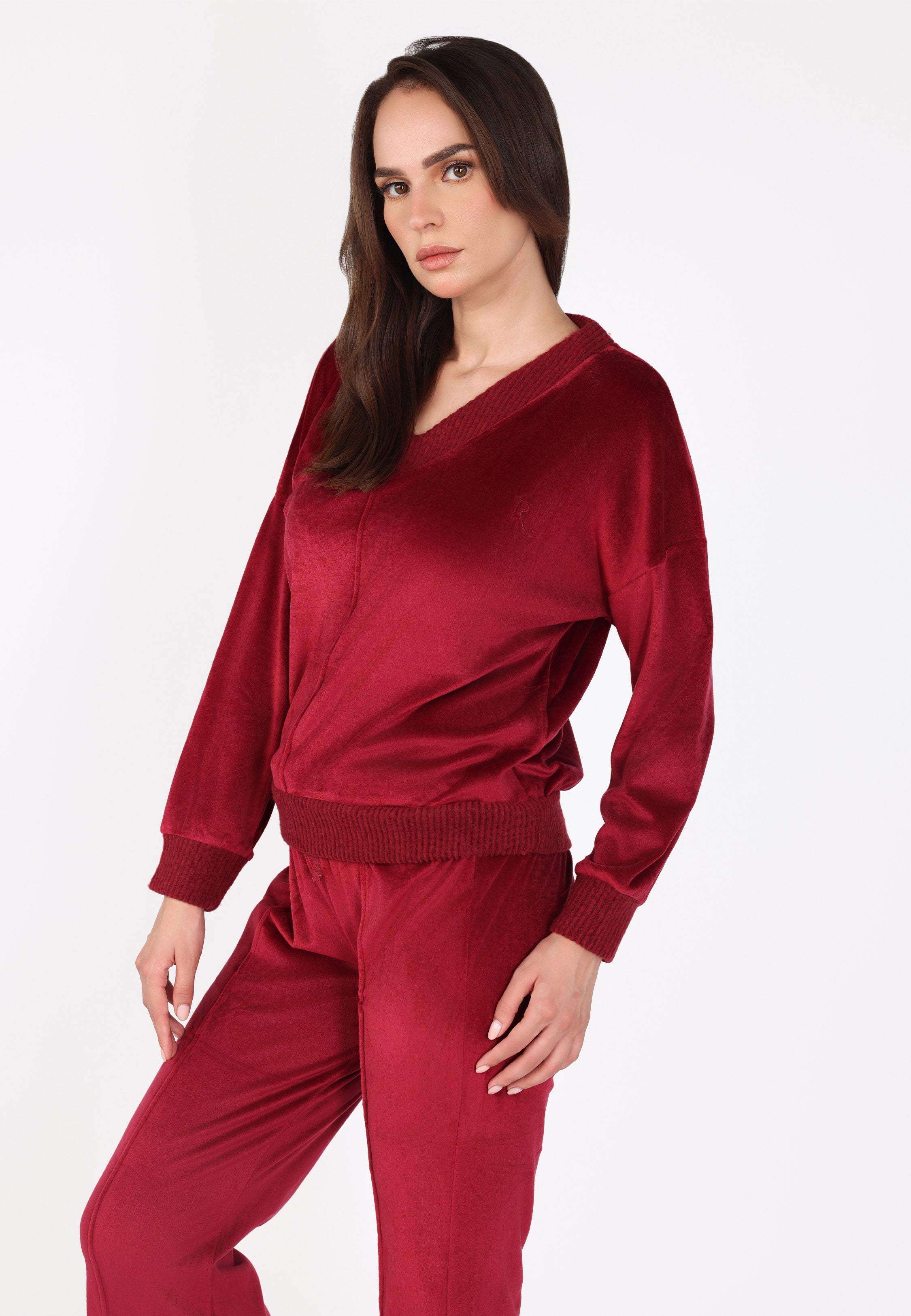 Pyjama col V à pantalon évasé | Collection Velvet MLC