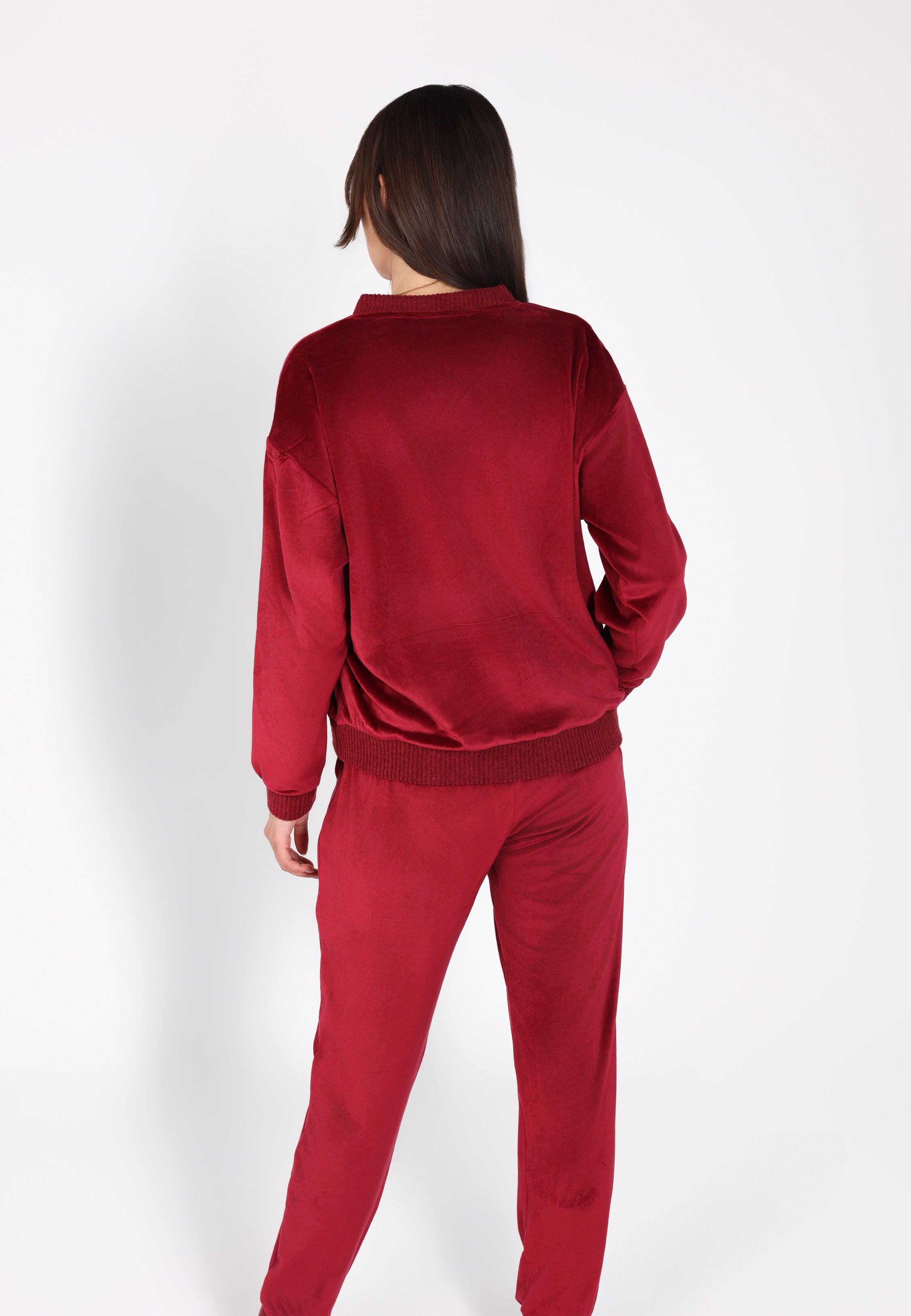 Ensemble pyjama col V à poche | Collection Velvet MLC