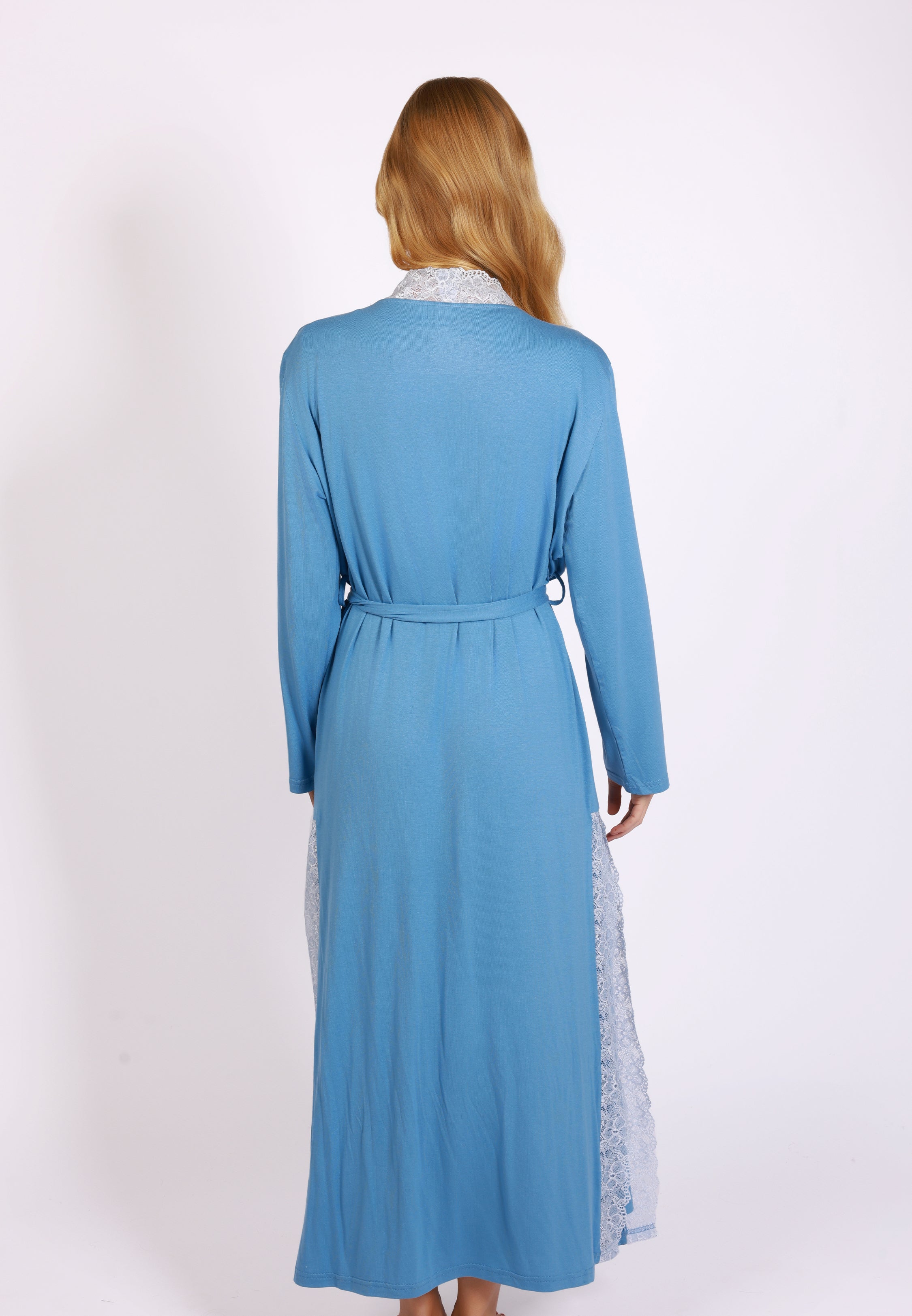 Peignoir Long Bordé de Dentelle | Collection Permanente